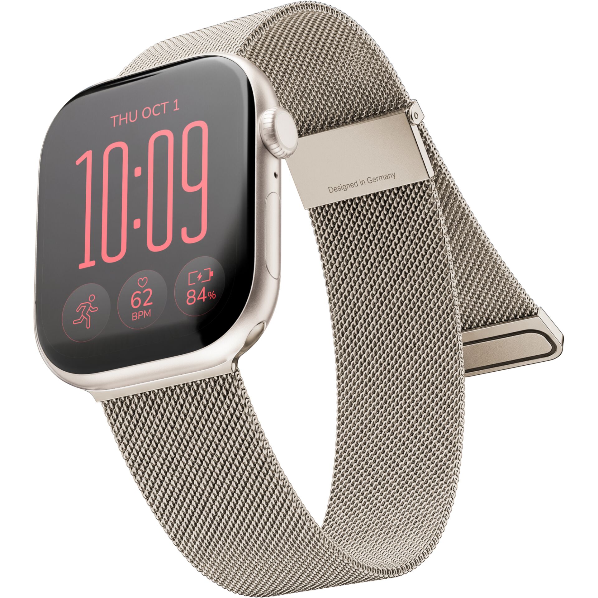 Smartwatch, Metallarmband, Milanaise-Armband, Roségoldfarben, Touchscreen