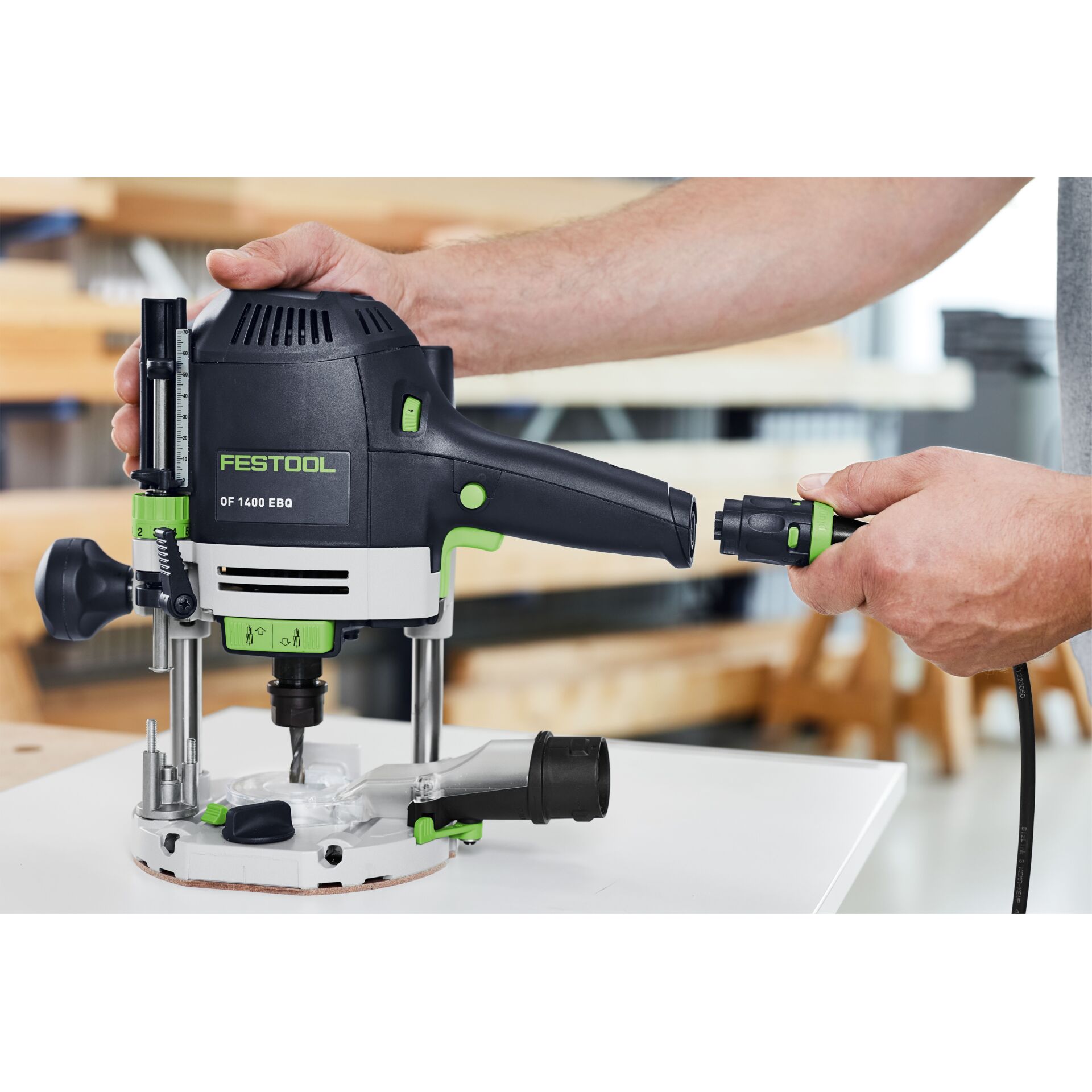 Kabelzugfräse, Fräse, Elektrowerkzeug, Gravurfräse, Griff mit Grün