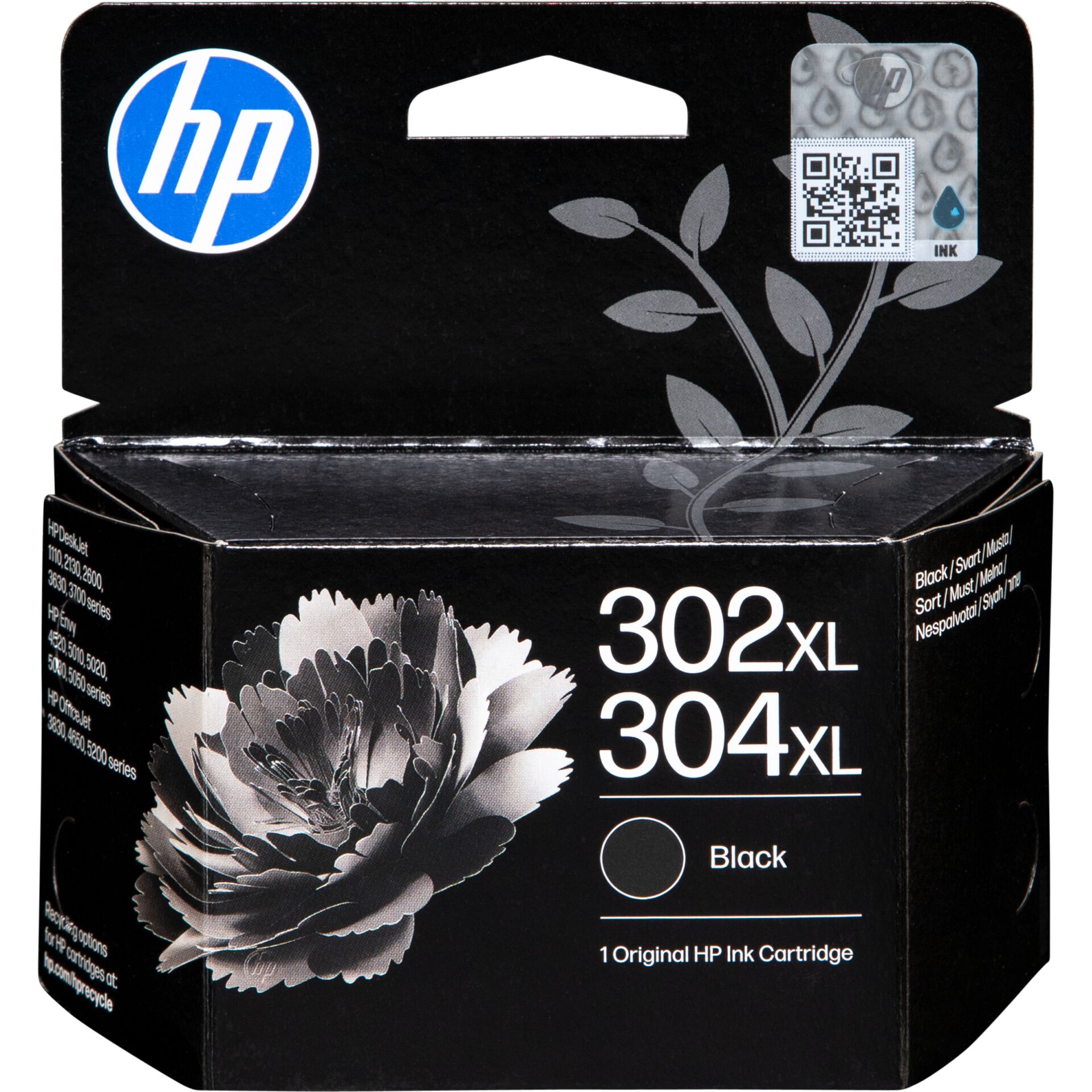 HP Tinte, Tintenpatrone, Schwarz, XL Größe, Chrom-Design, HP Tintenpatrone, Schwarz, XL Patrone, 1 Original HP Tintenpatrone,  Verpackung der Patrone
