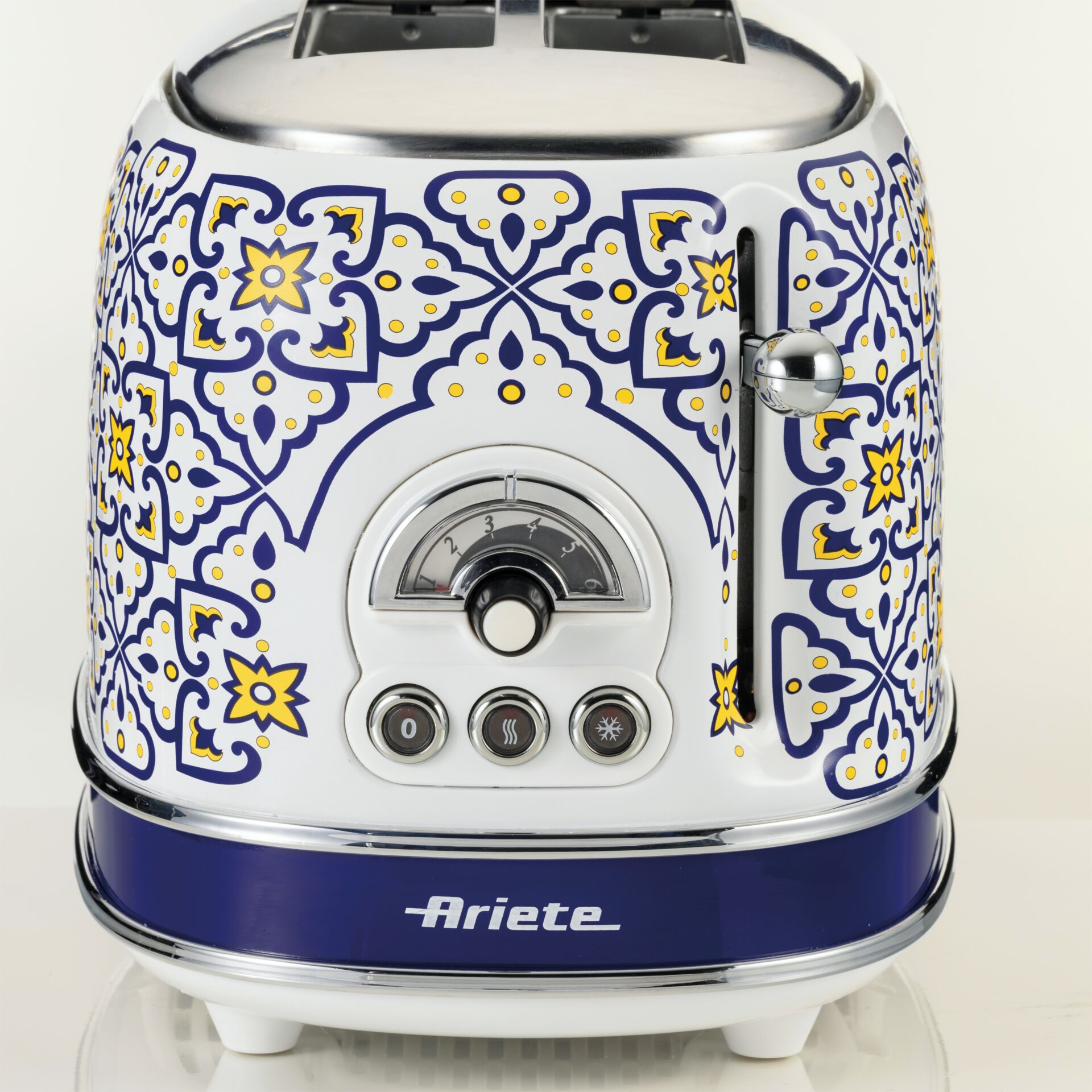 Toaster, gemustert, Keramik, Blau gelb Akzente, Arabeske Muster