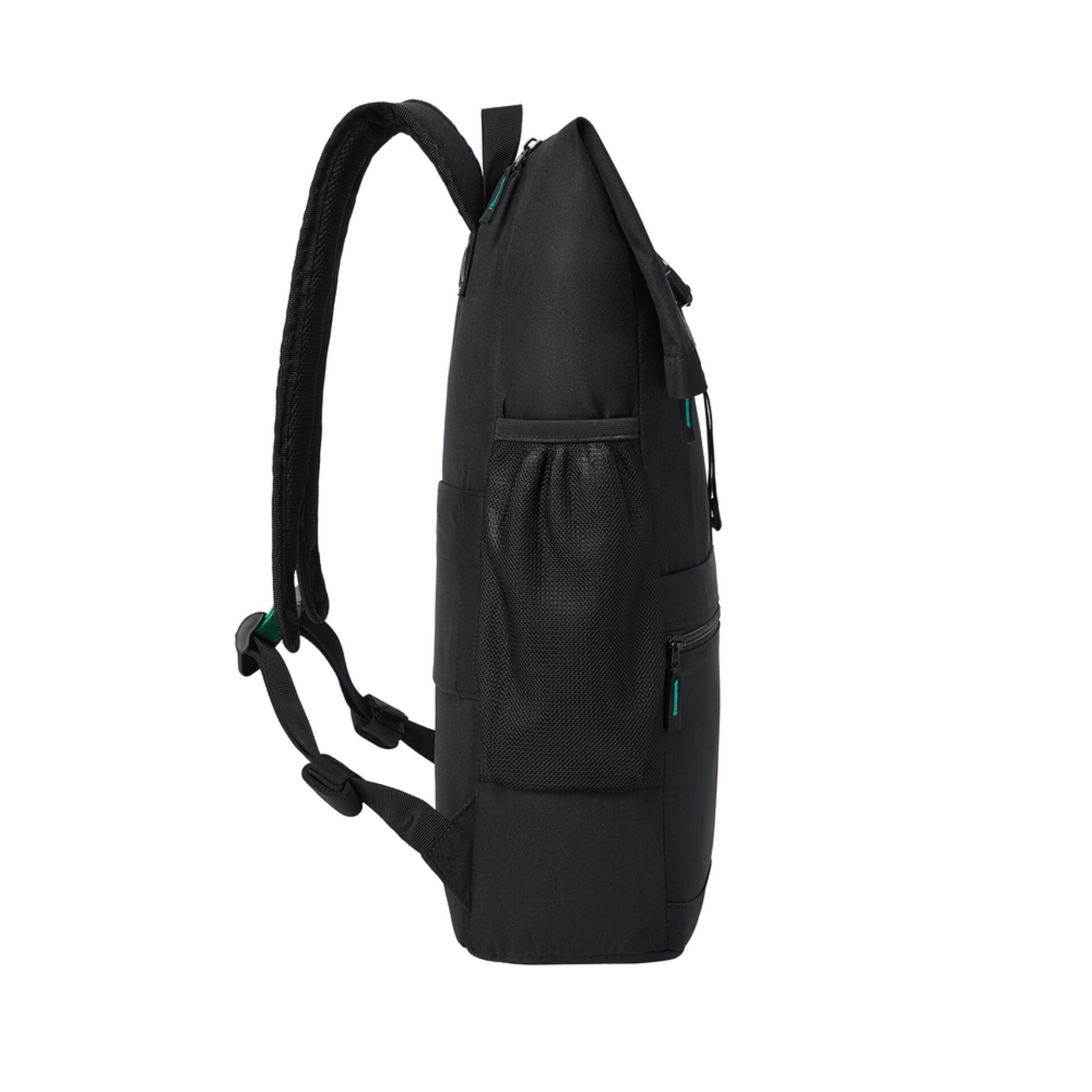Rucksack, Schwarz, Netz-Seitentasche, Reißverschlussfach, gepolsterte Schultergurte