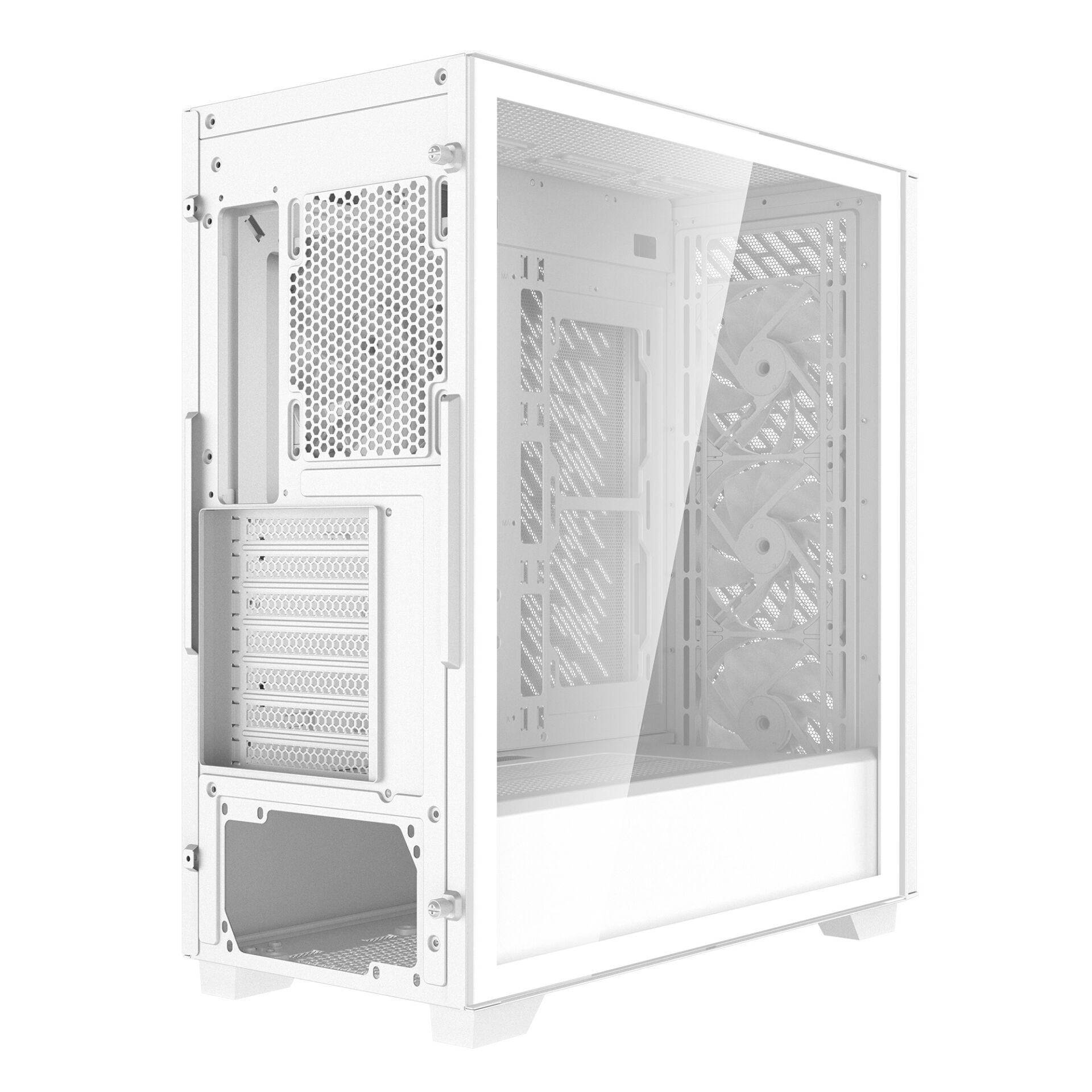 PC-Gehäuse, Mid-Tower, Glas-Panel, Weiß, Netz-Mesh
