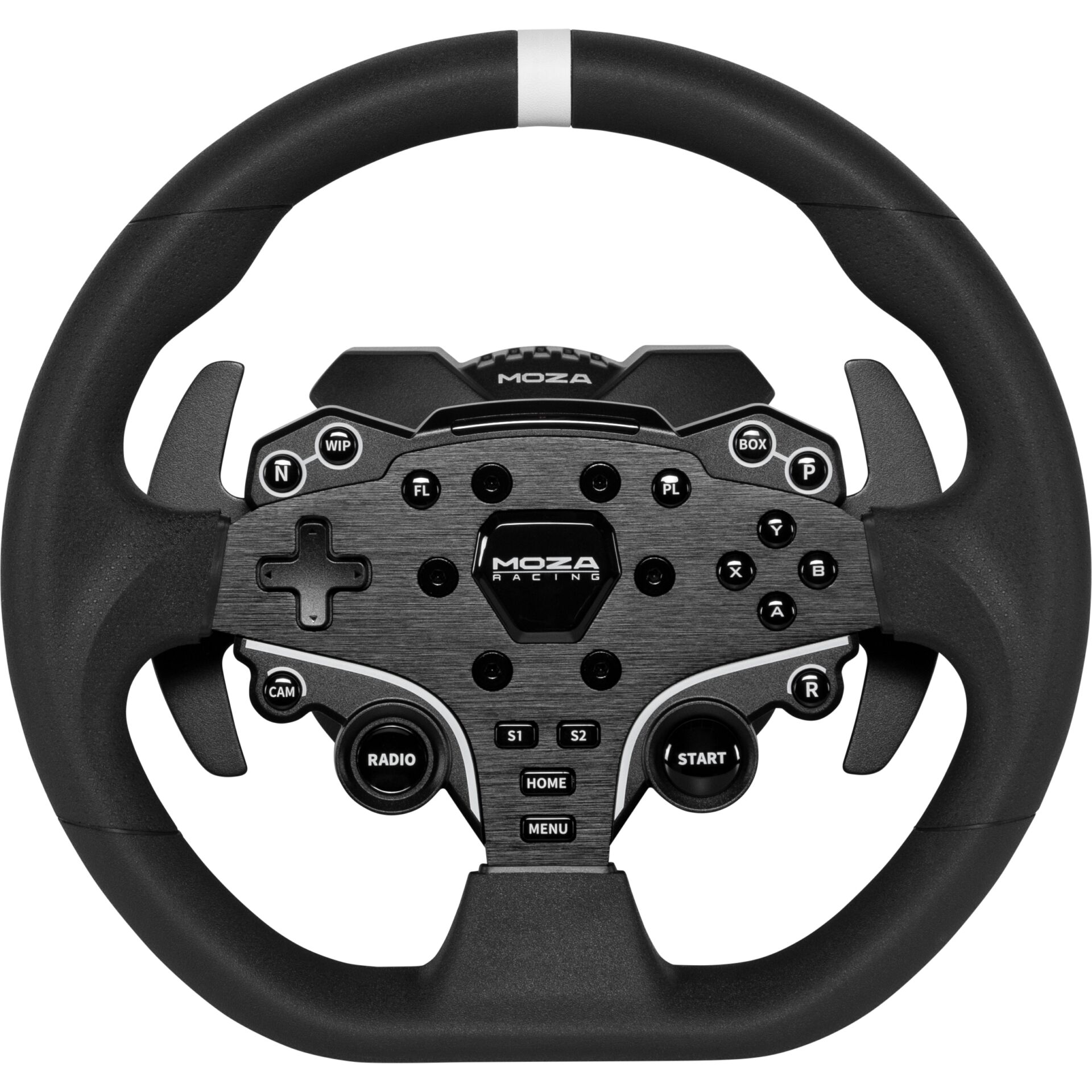 Gaming-Lenkrad, Rennrad, manuelle Bedienelemente, schwarz, gebürsteter Metallrand