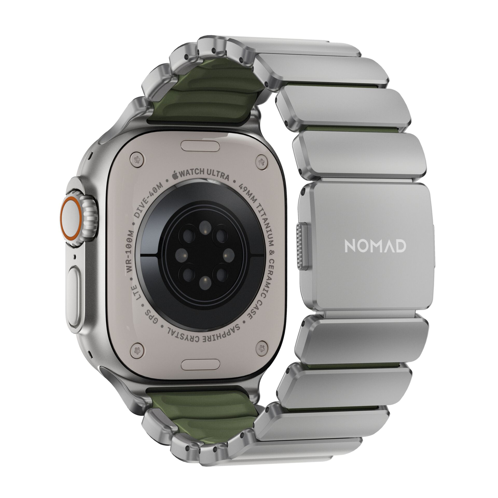 smartwatch, Edelstahl, silber, Uhrboden, Nomad Armband