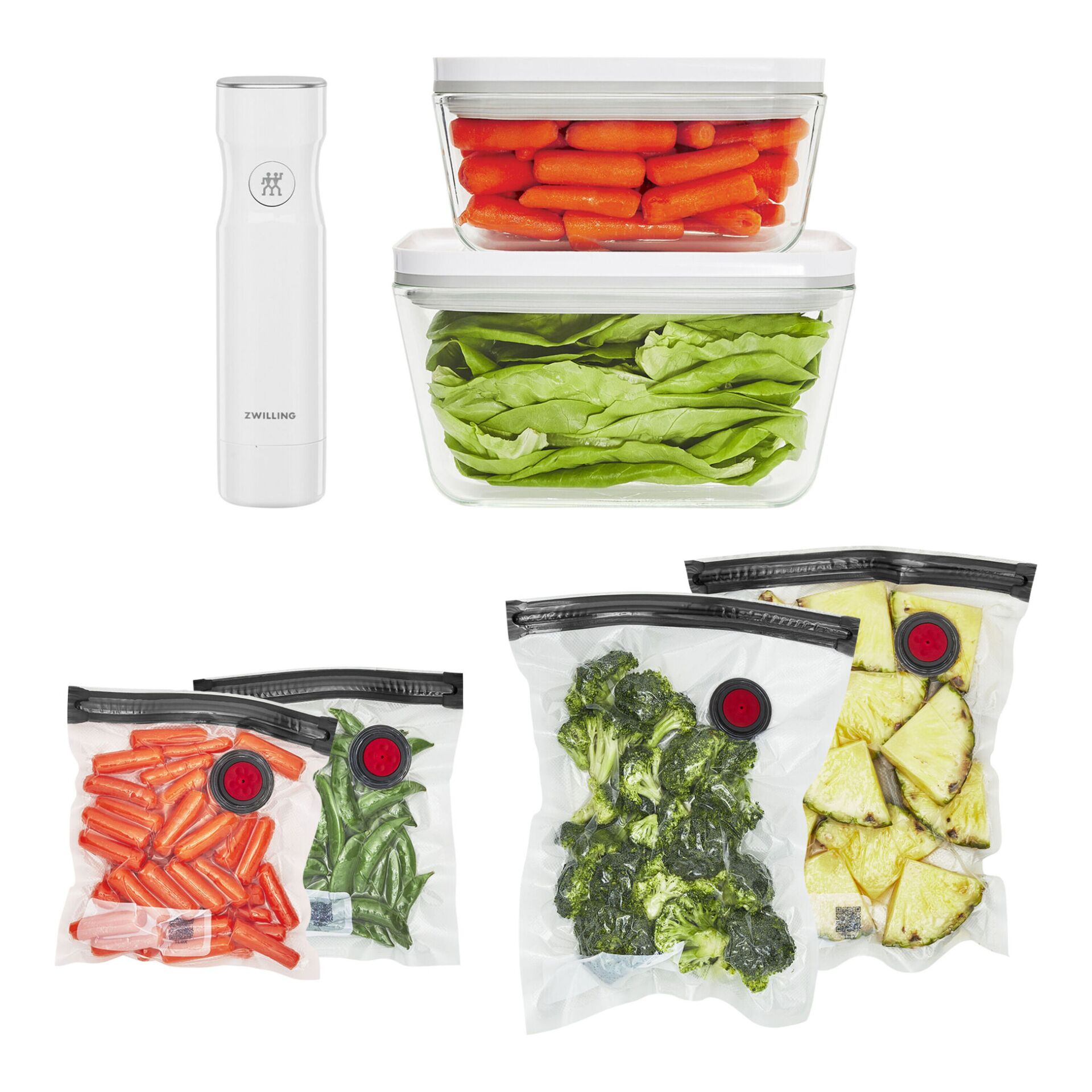 Schneidebehälter, Vakuumiergerät, Vakuumbeutel, Küchengerät, Stomach?, Vakuumierer, Glasbehälter, Vakuumbeutel, weißer Deckel, Lebensmittelaufbewahrung