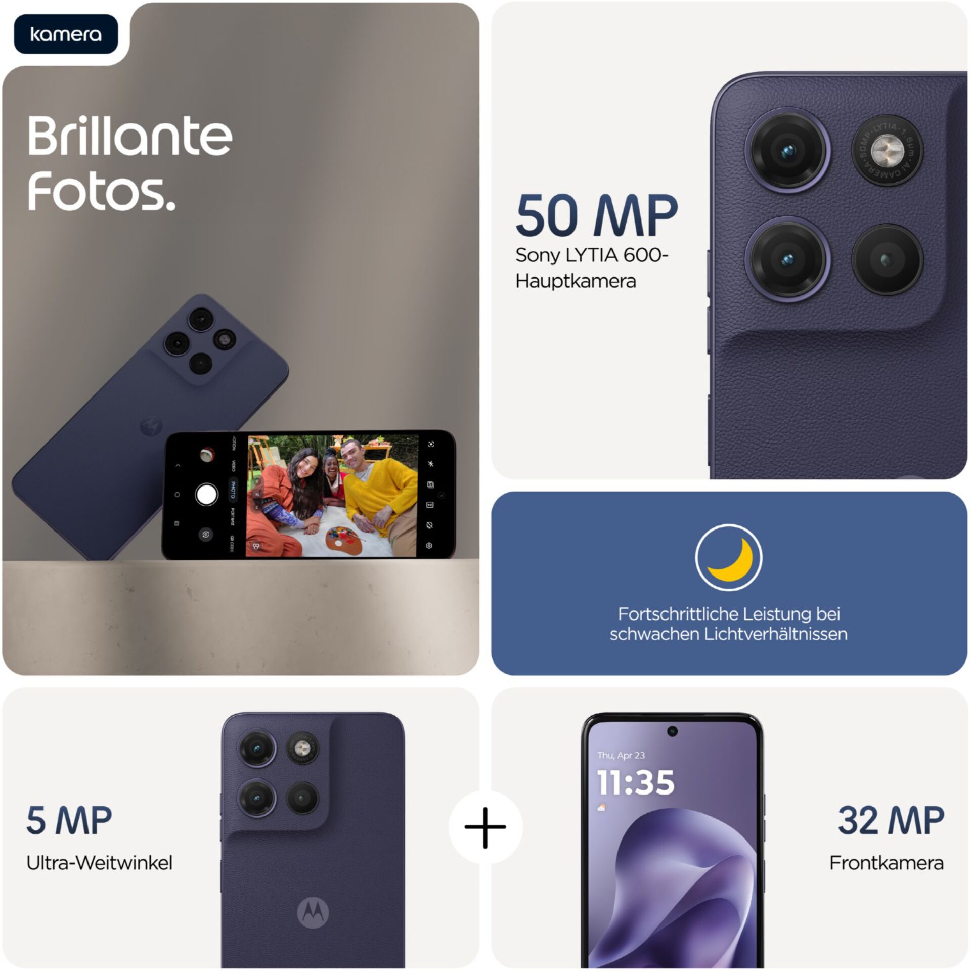 Smartphone, Kamera-Quadruplet, Lila, Ultraweitwinkel, Frontkamera 32 MP