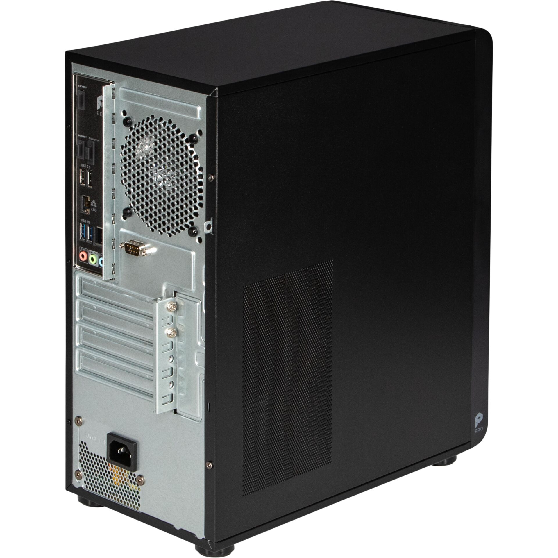 Desktop-PC, Midi-Tower, schwarzes Gehäuse, Metallgehäuse, Lüftungsgitter