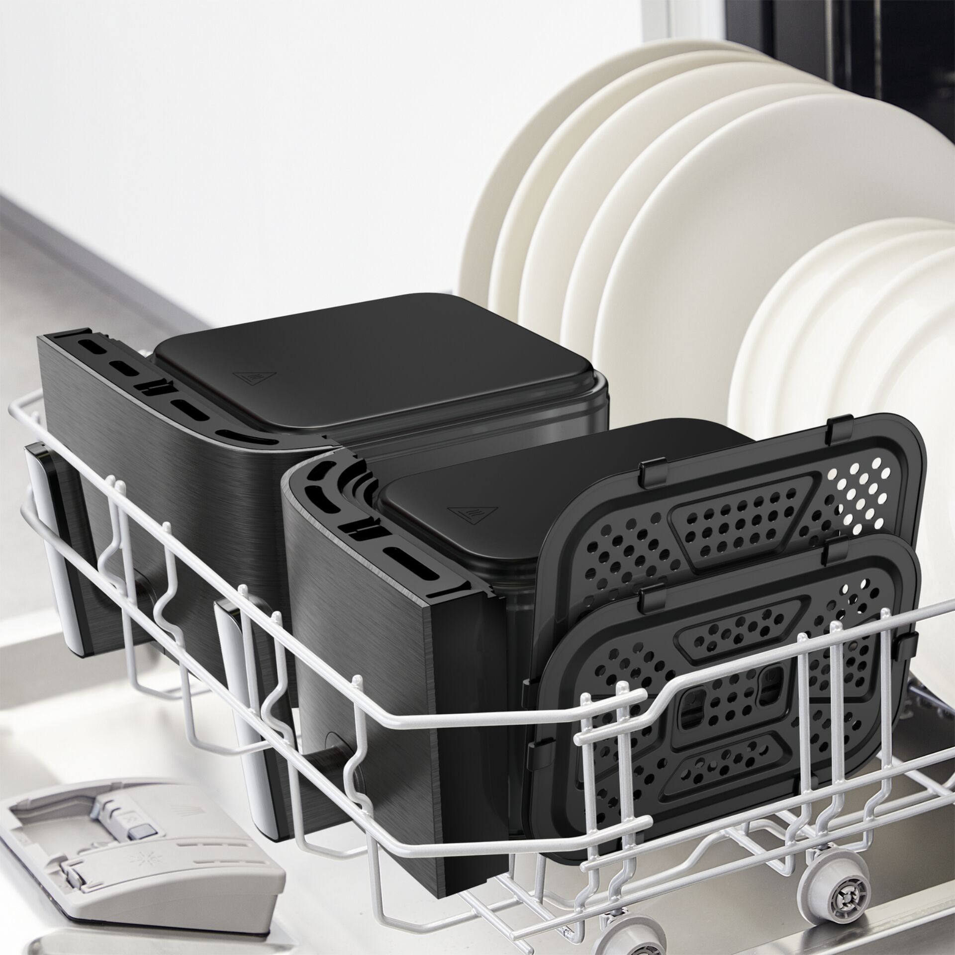 Geschirrspüler, Geschirrspülerkorb, Silberbesteck, schwarz, Mehrfachständer