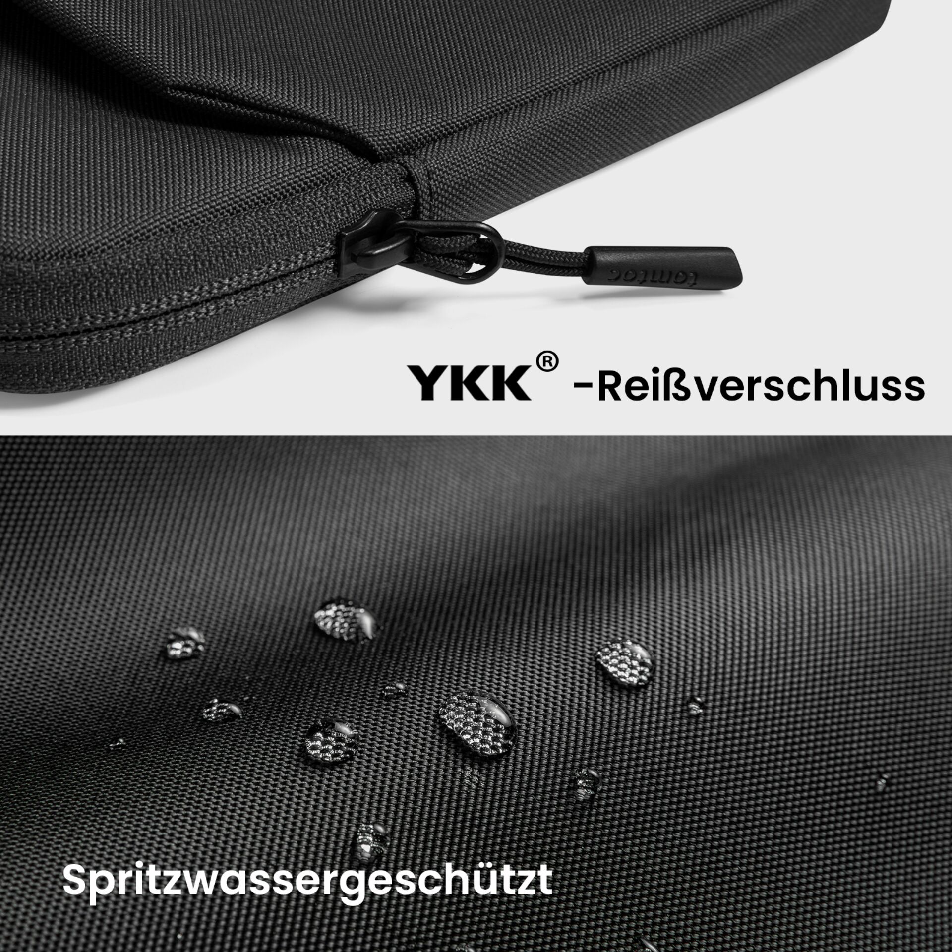 Reißverschluss, Nähte, Schwarz, Kunststoff, Wasserdicht