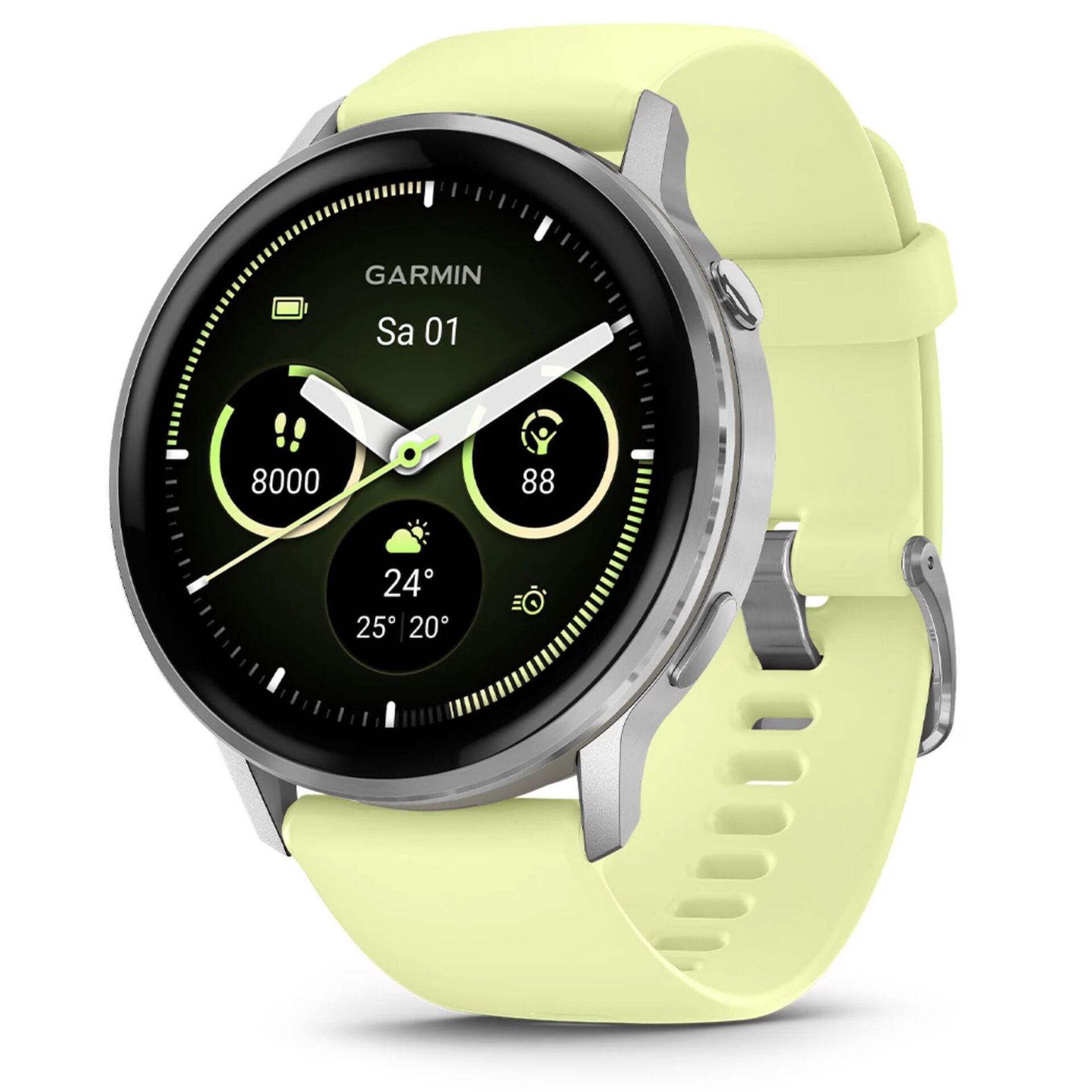 Garmin Venu 4 45mm Silikon-Armb.  grau/silber/zitron