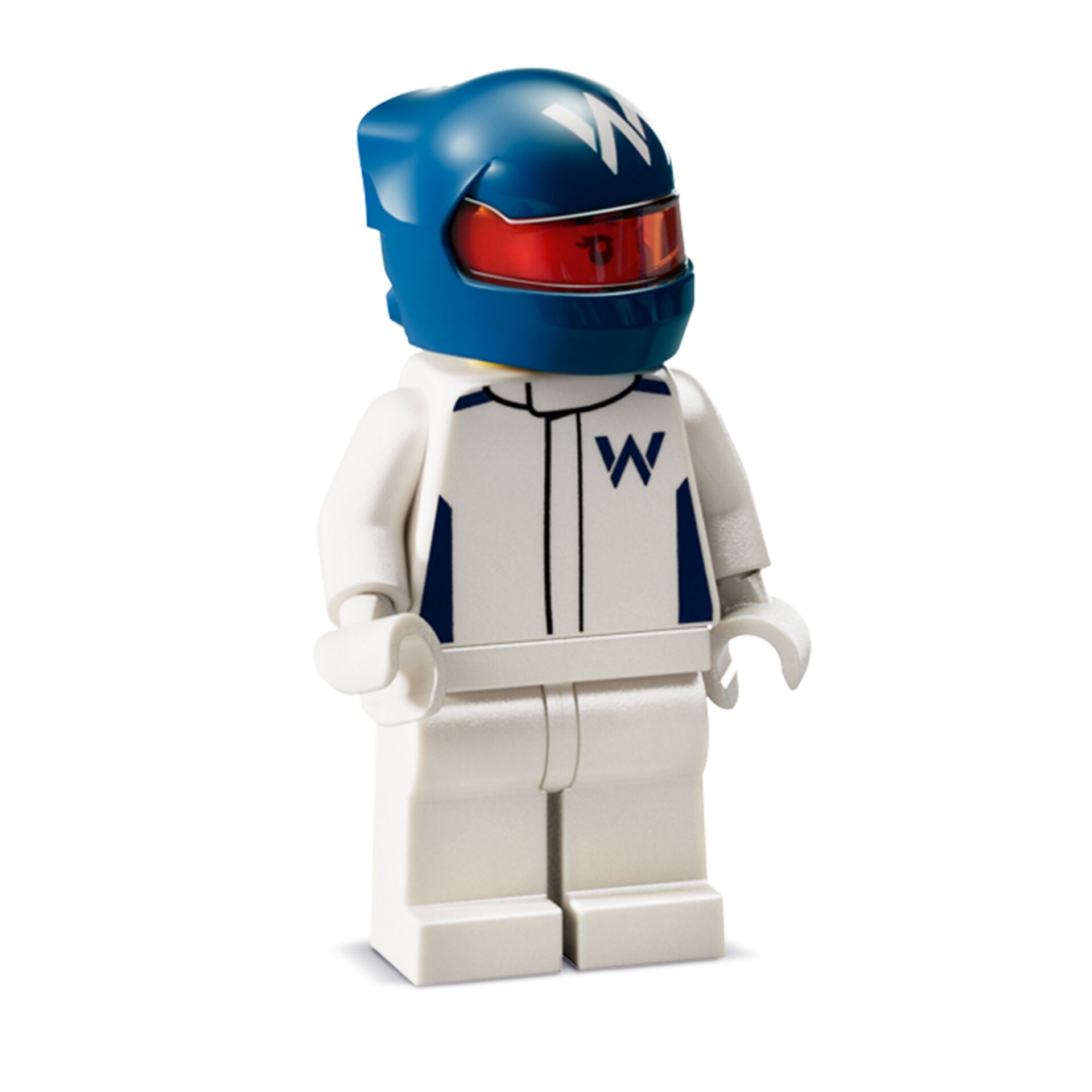Lego Figur, Rennfahrer, Helm, Weiße Kleidung, Visier