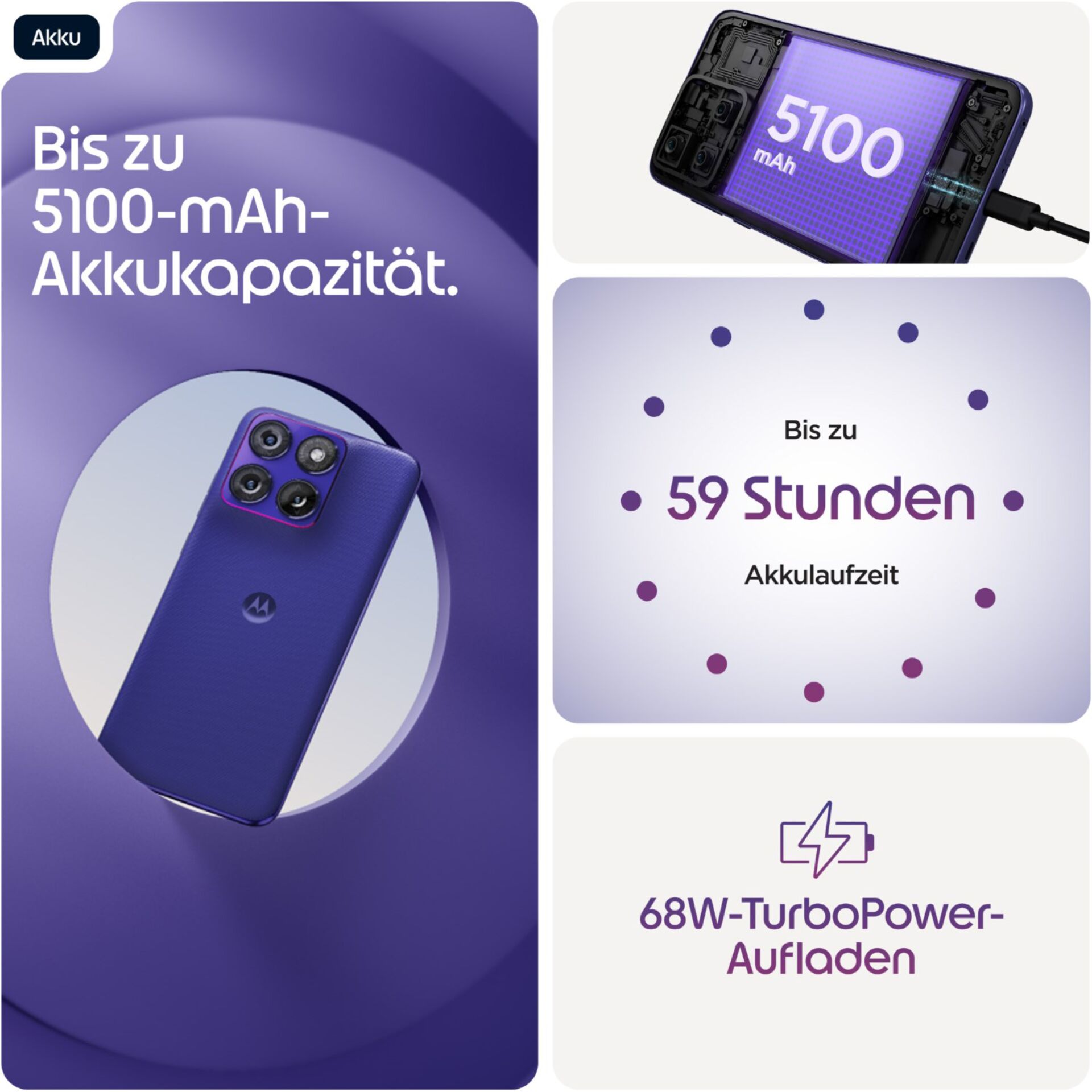 Smartphone, Purple, Quad Camera, Wireless charging, 68W TurboPower
