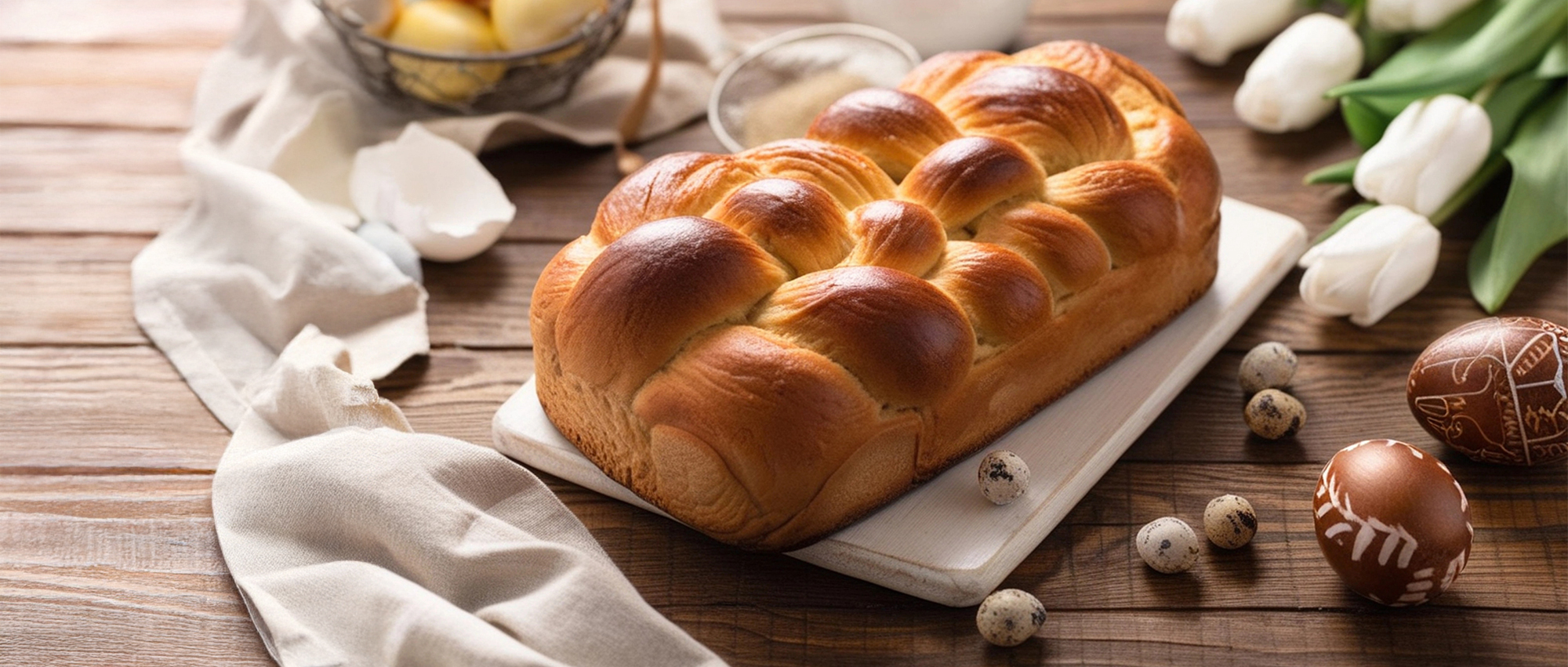 Hefezopf, Brötchen, Backwaren, Kastenbrot, Ostereier-deko