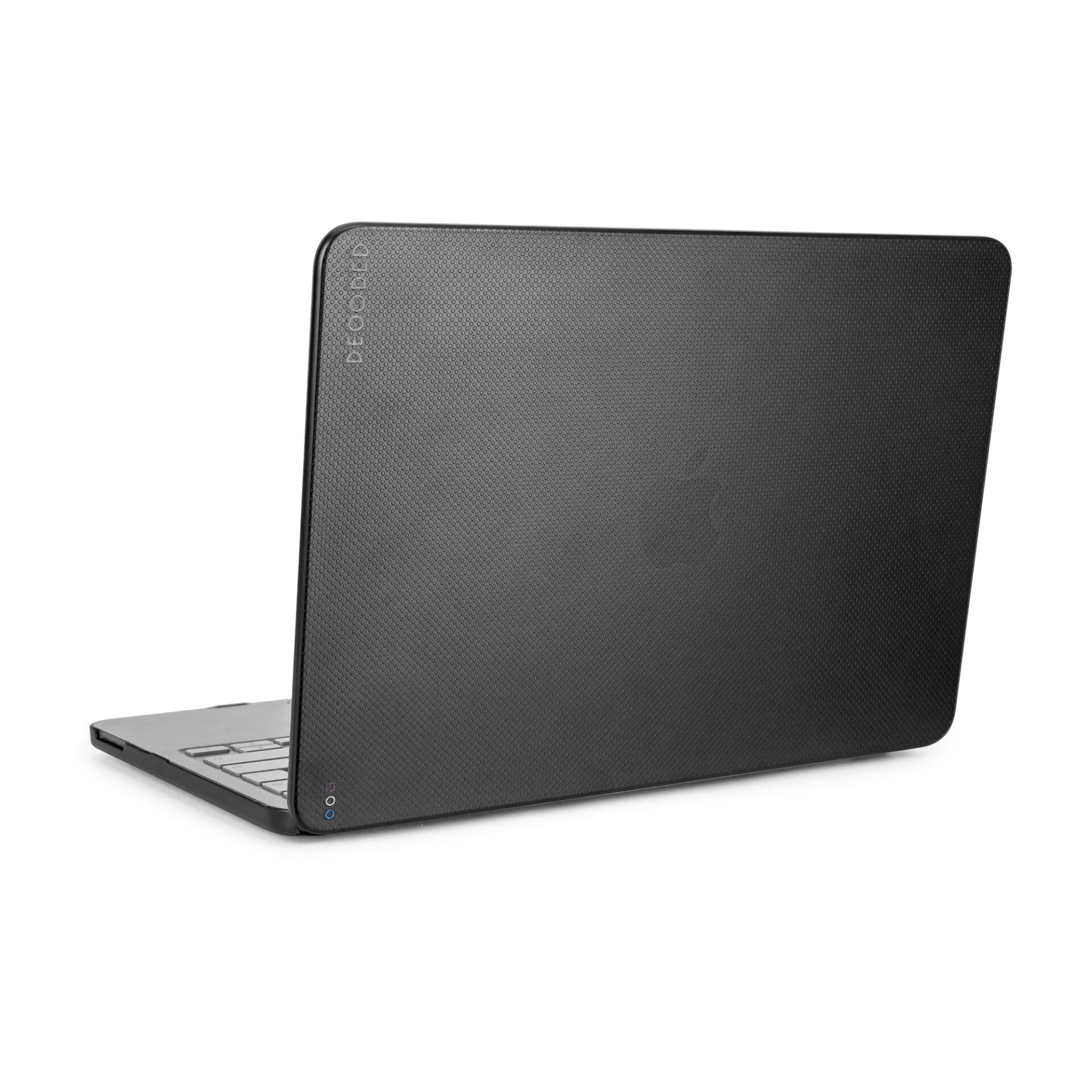 laptop, schwarz, texturiert, rückseite, aufklappbar