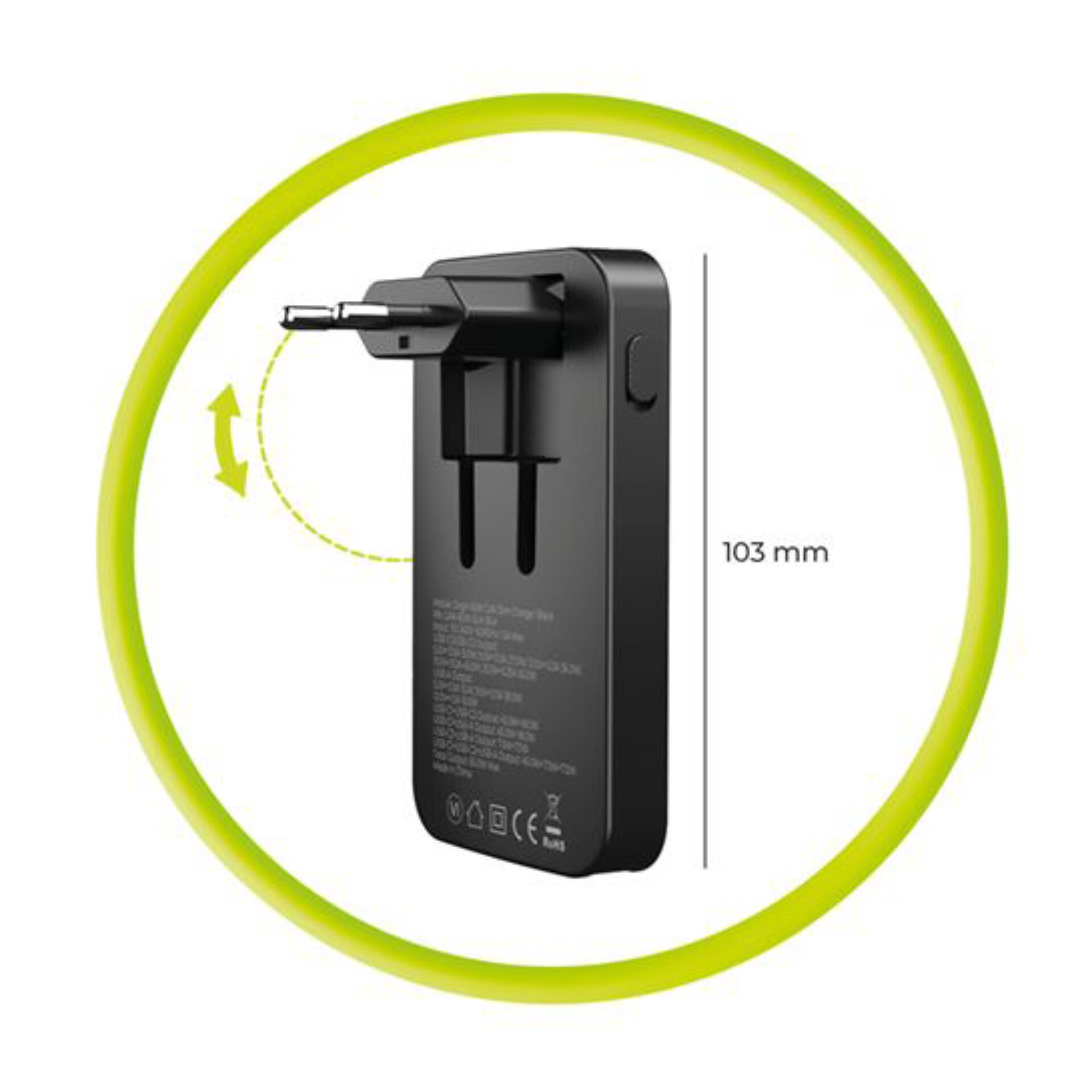 Netzteil, Adapter, USB-C Ladegerät, Kompakt, 103 mm