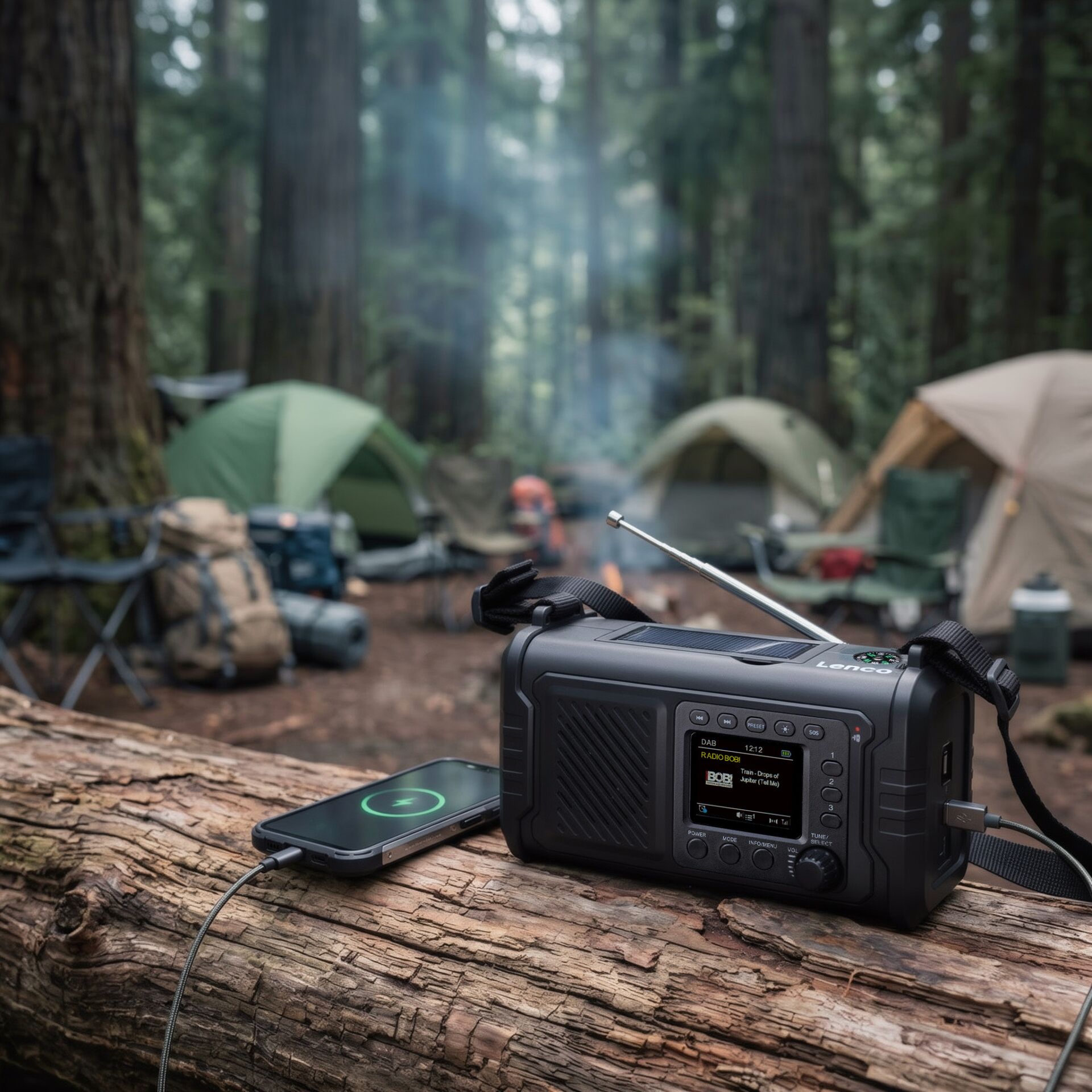 Campingradio, Tragbarer Radio, Solarbetriebenes Radio, Outdoor-Ausrüstung, Radiogerät