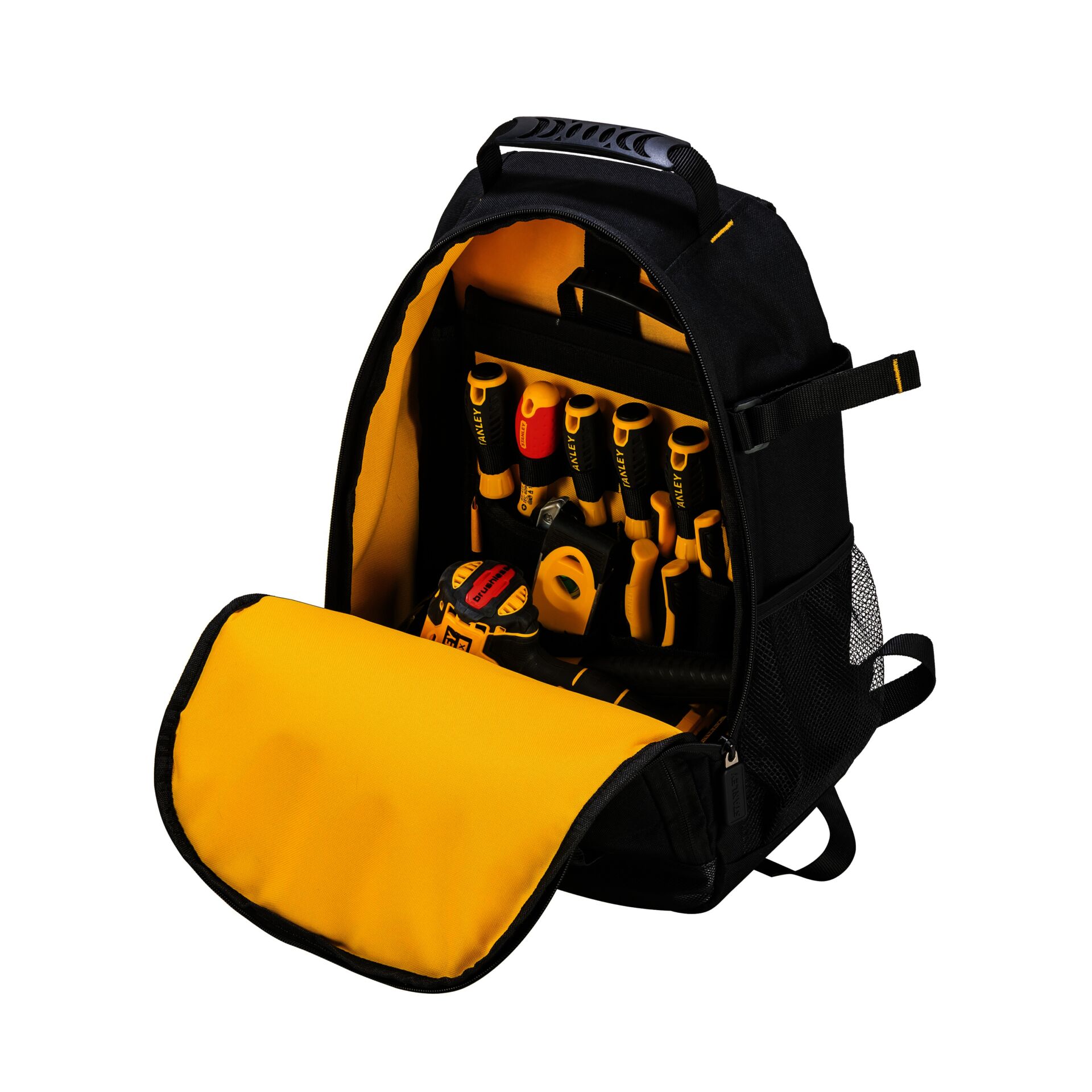 Rucksack, Werkzeugtasche, Schwarz-Gelb, Kratzerwerkzeug?, Schnittwerkzeuge