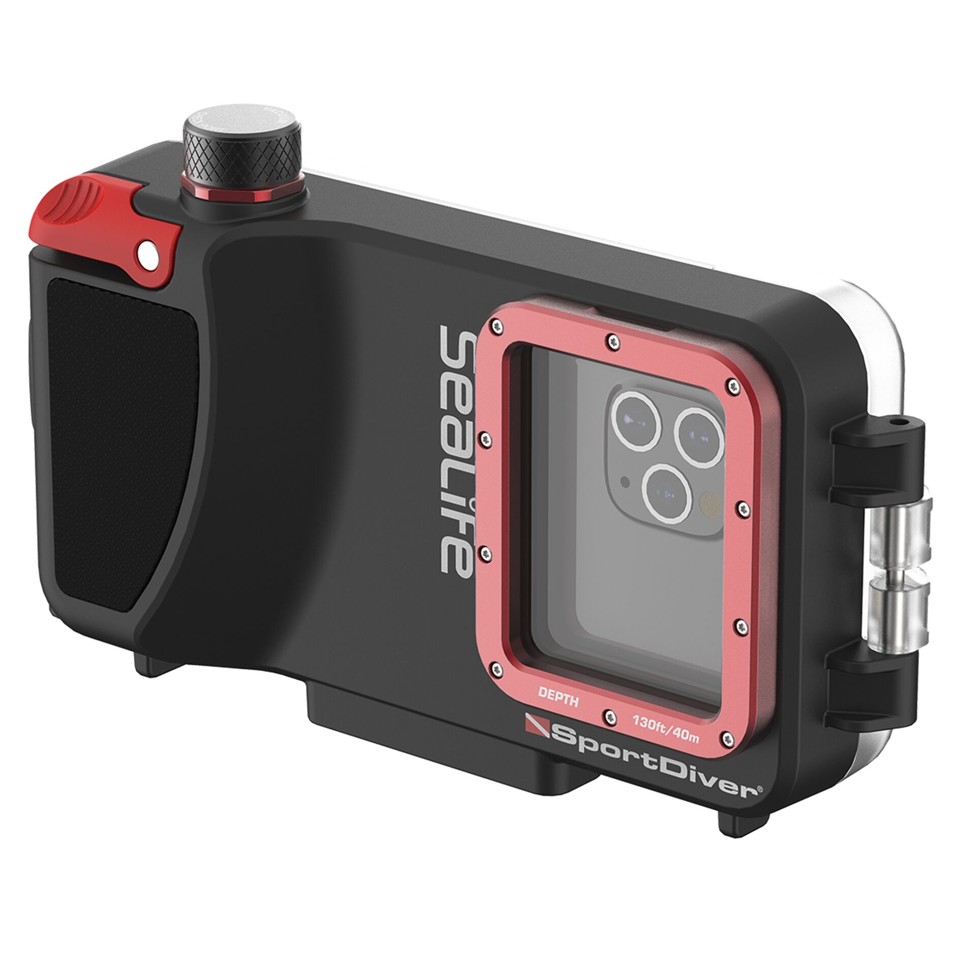Unterwasserkamera, Gehäuse, SportDiver, Rot-schwarz, Klarer Bildschirm