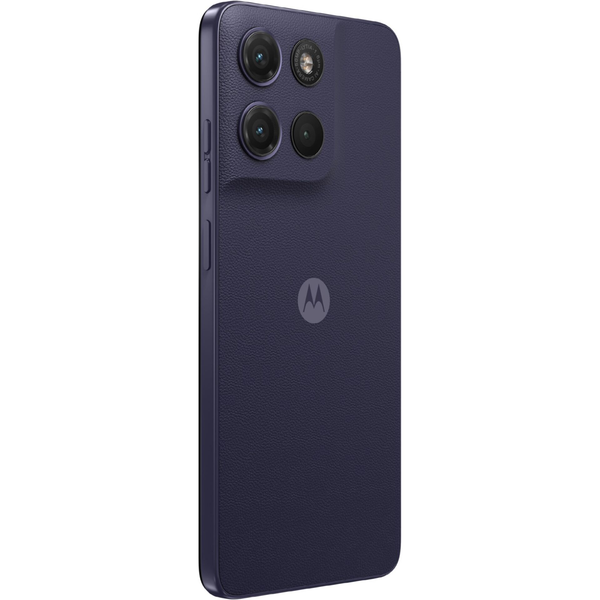 Smartphone, Triple Camera, Leder-ähnige Rückseite, Dunkelblau, Motorola-Logo
