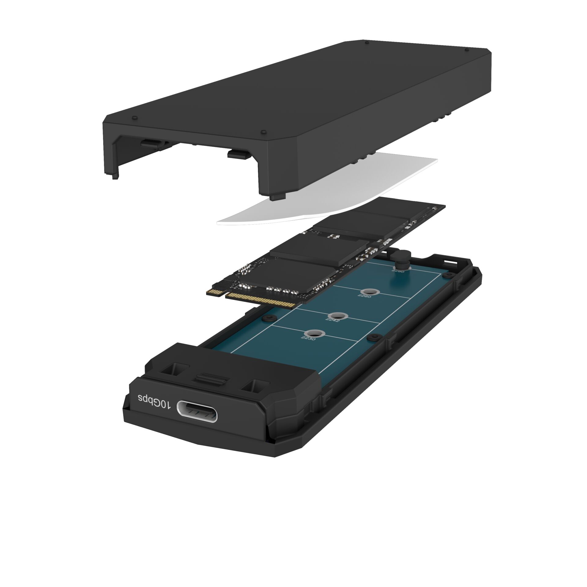 SSD, M.2, SSD-Gehäuse, USB-C, dunkle Hülle