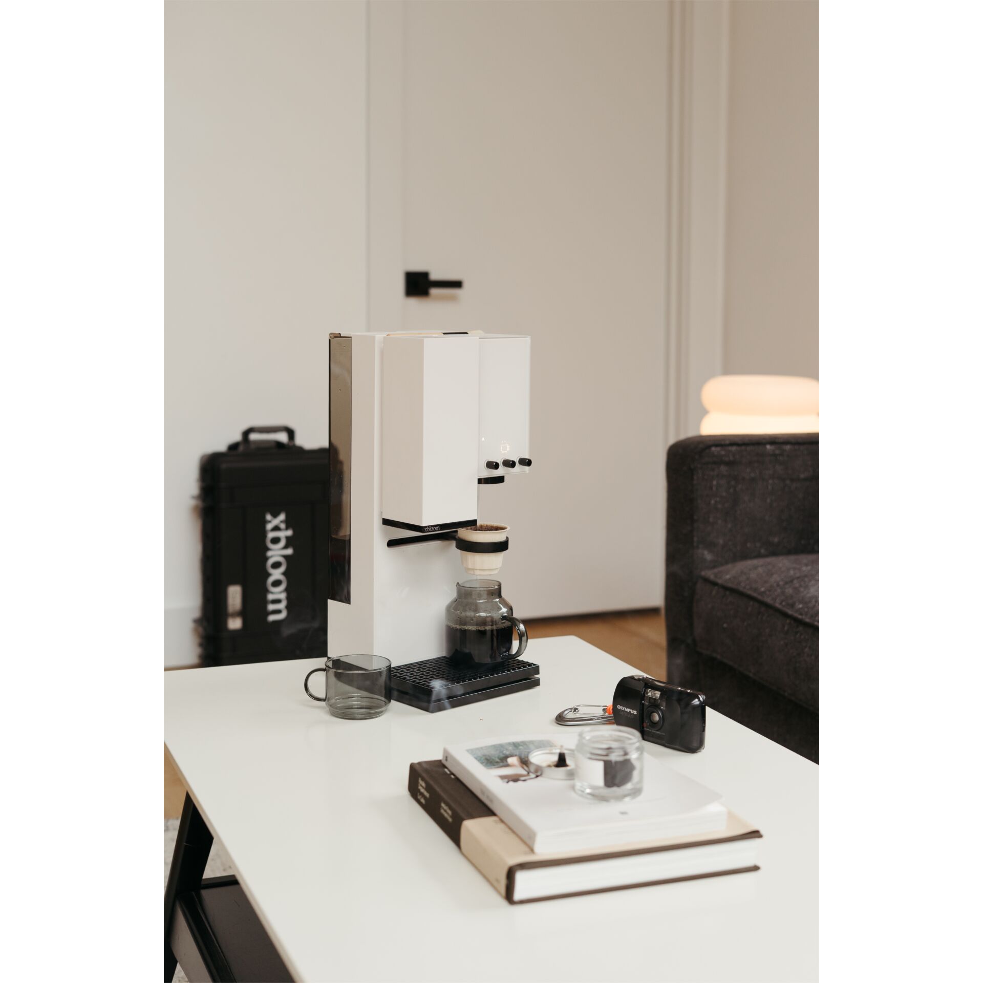 Kaffeemaschine, Espressomachine, Weiß, Kaffeezubereitung, Tabletop-Setup