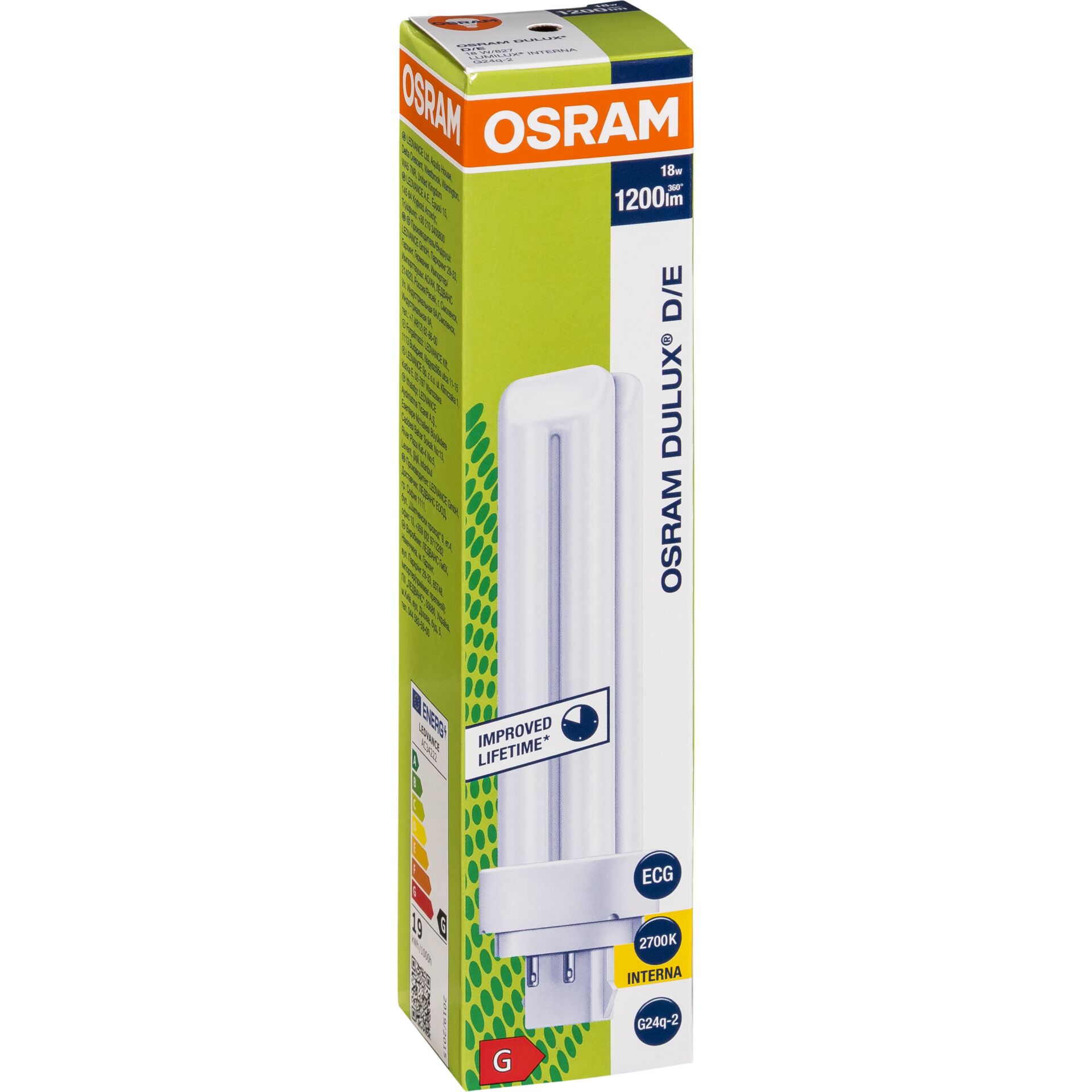 Osram DULUX D/E Energiesparlampe  18W/827 G24Q-2 FS1
