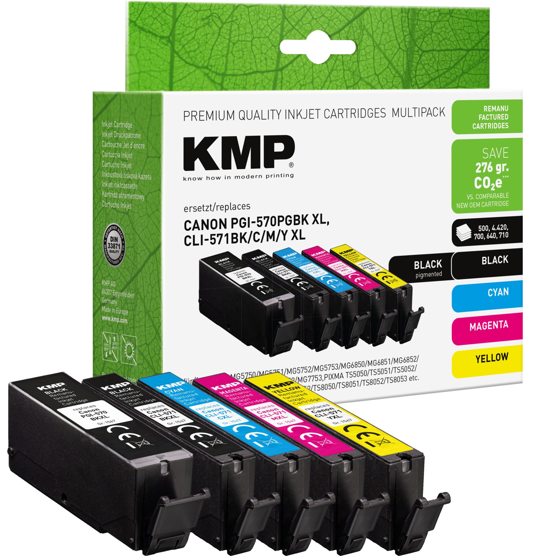 Adapter, Elektronik, Tintenpatronen, KMP, Mulitpack, CMYK, Canon Kompatibel