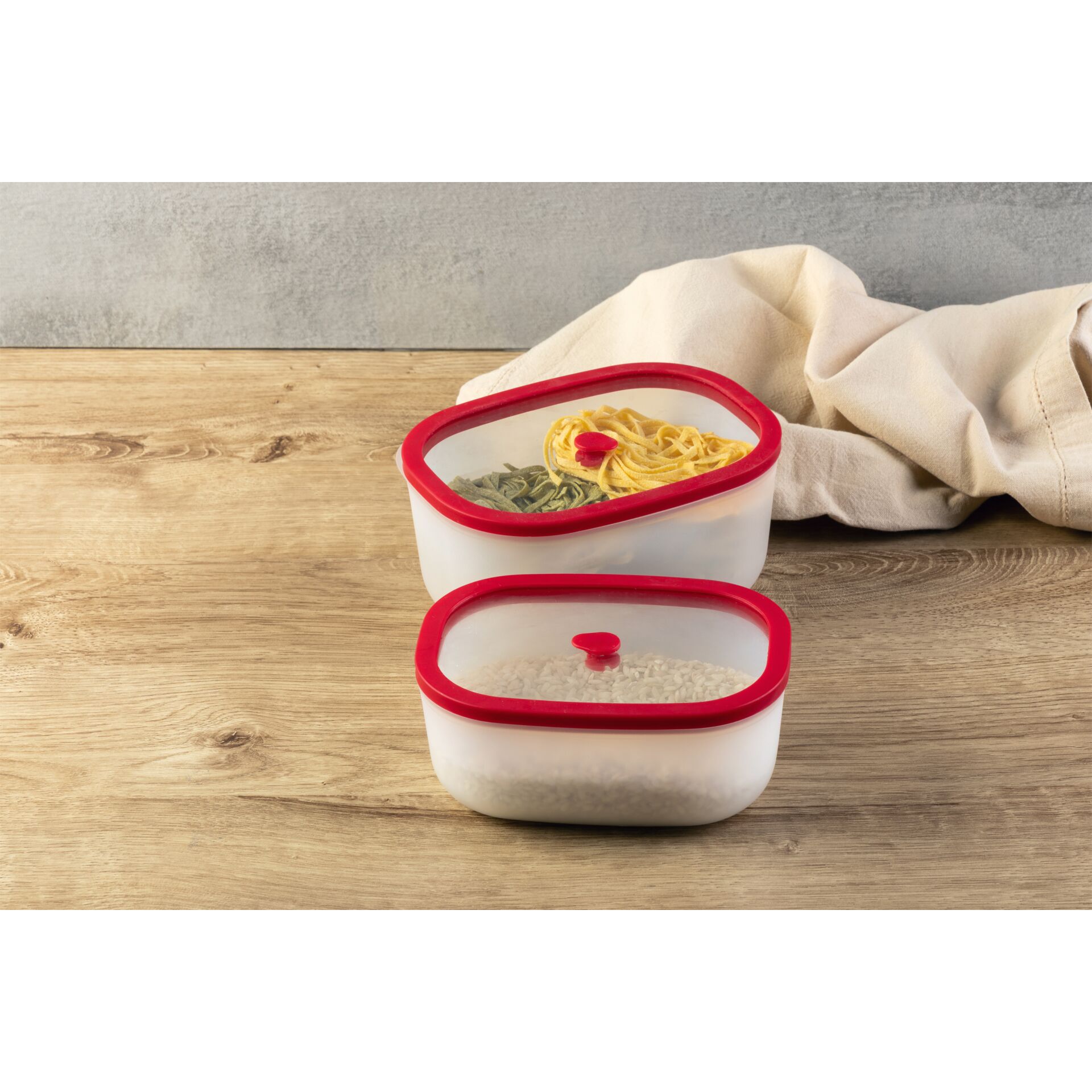 Aufbewahrungsbehälter, Lunchbox, Glasbehälter, Frischehalter, Rote Deckel