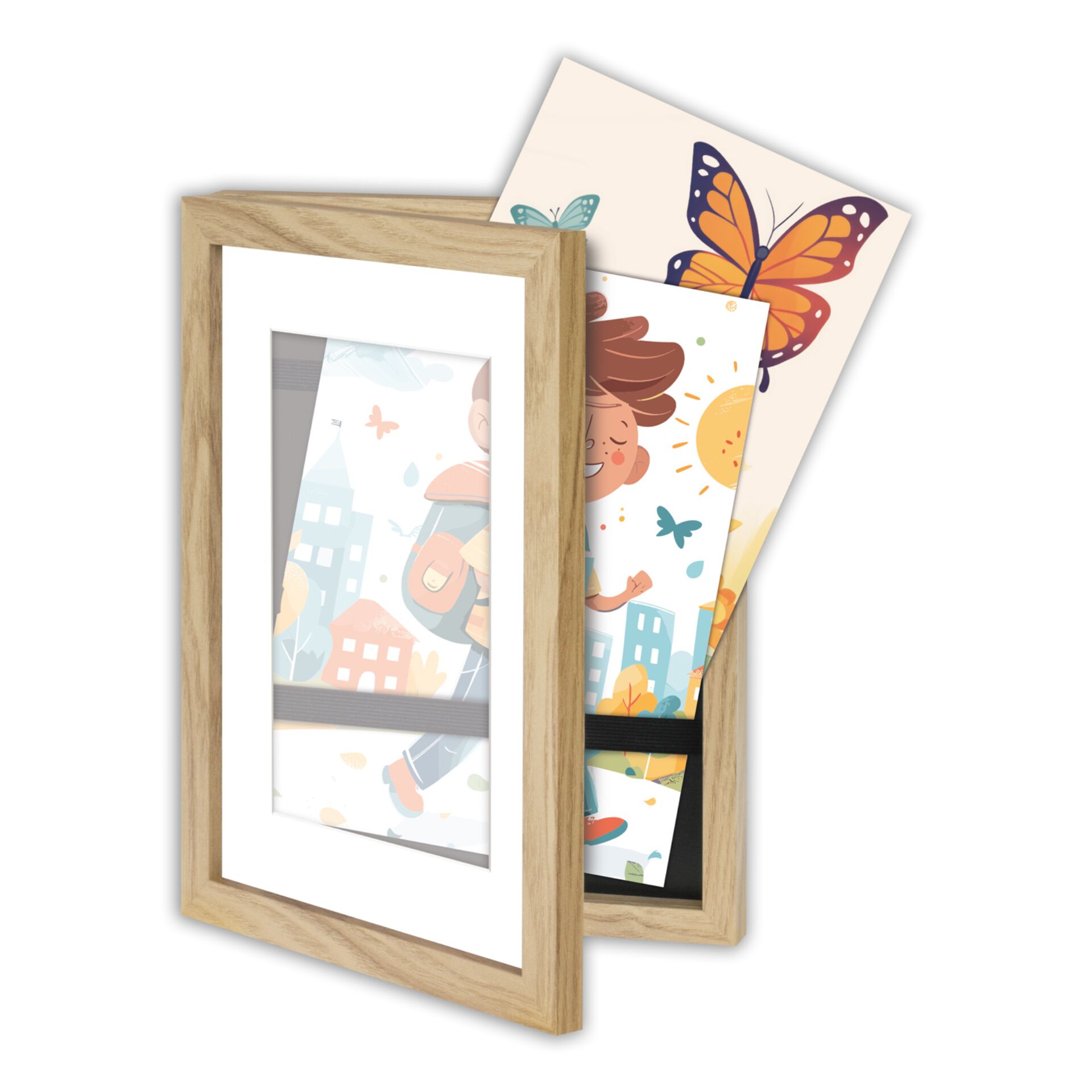 Schmuckrahmen, Foto-rahmen, Holzrahmen, Drehrahmen, Kinderkunst-Set, Rahmen, Holzrahmen, Fotoaufnahme, Kinderbild, Doppelrahmen