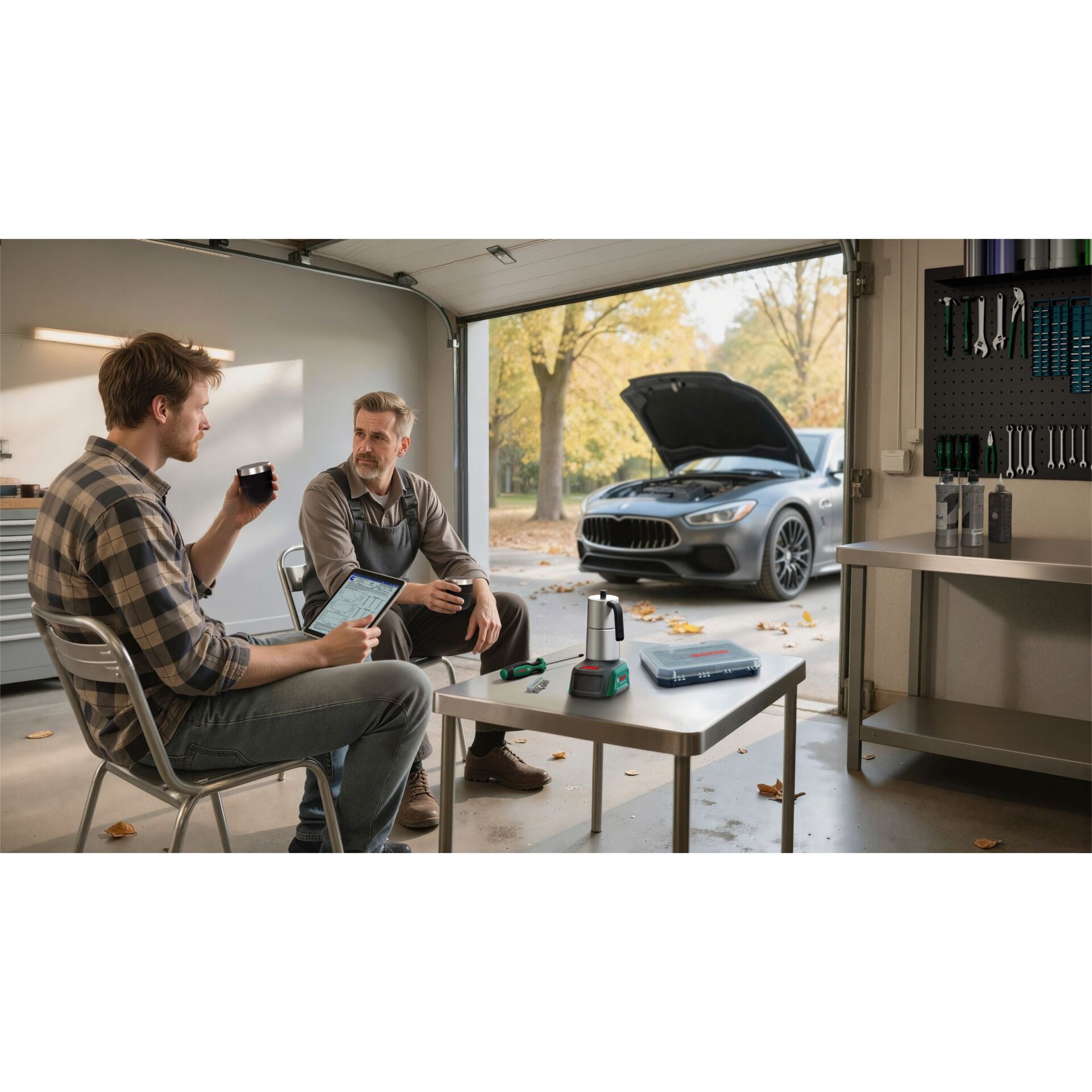 garage, Autopflege, Mechaniker, Kaffee, Arbeitsplatz