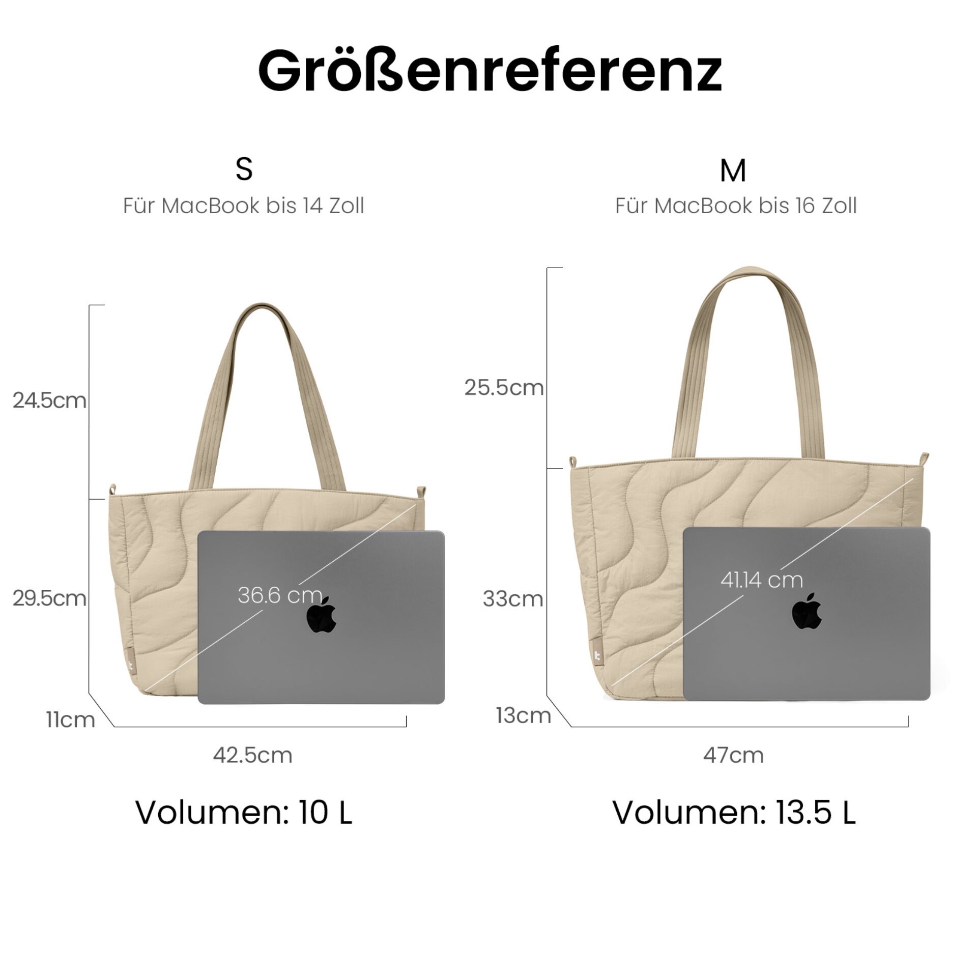 Tasche, Quilted Tote, Beige, Handtasche, Große Kapazität