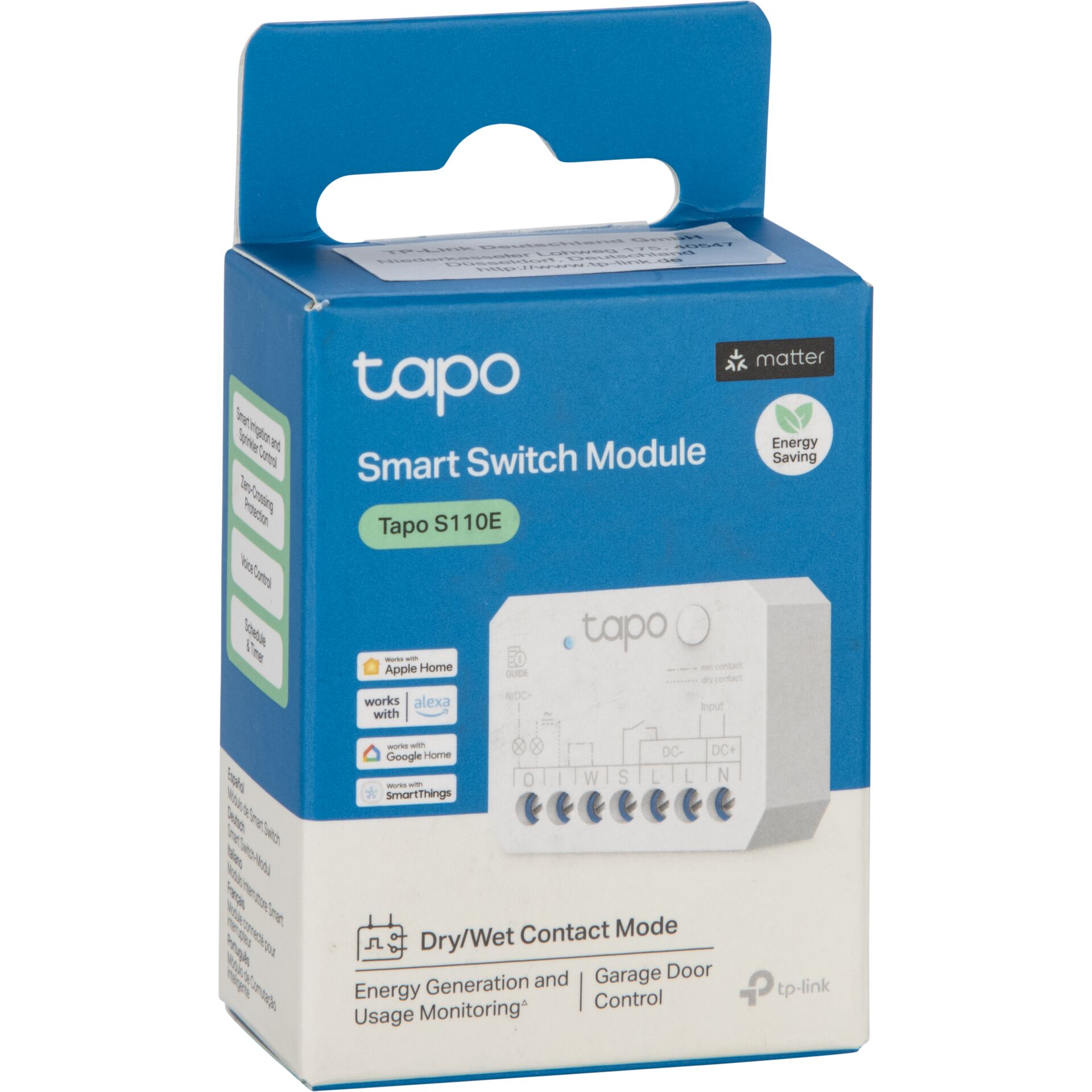 Smart Switch, Modul, Tapo S110E, Energiesparfunktion, Trockene/feuchte Kontakt-Modus