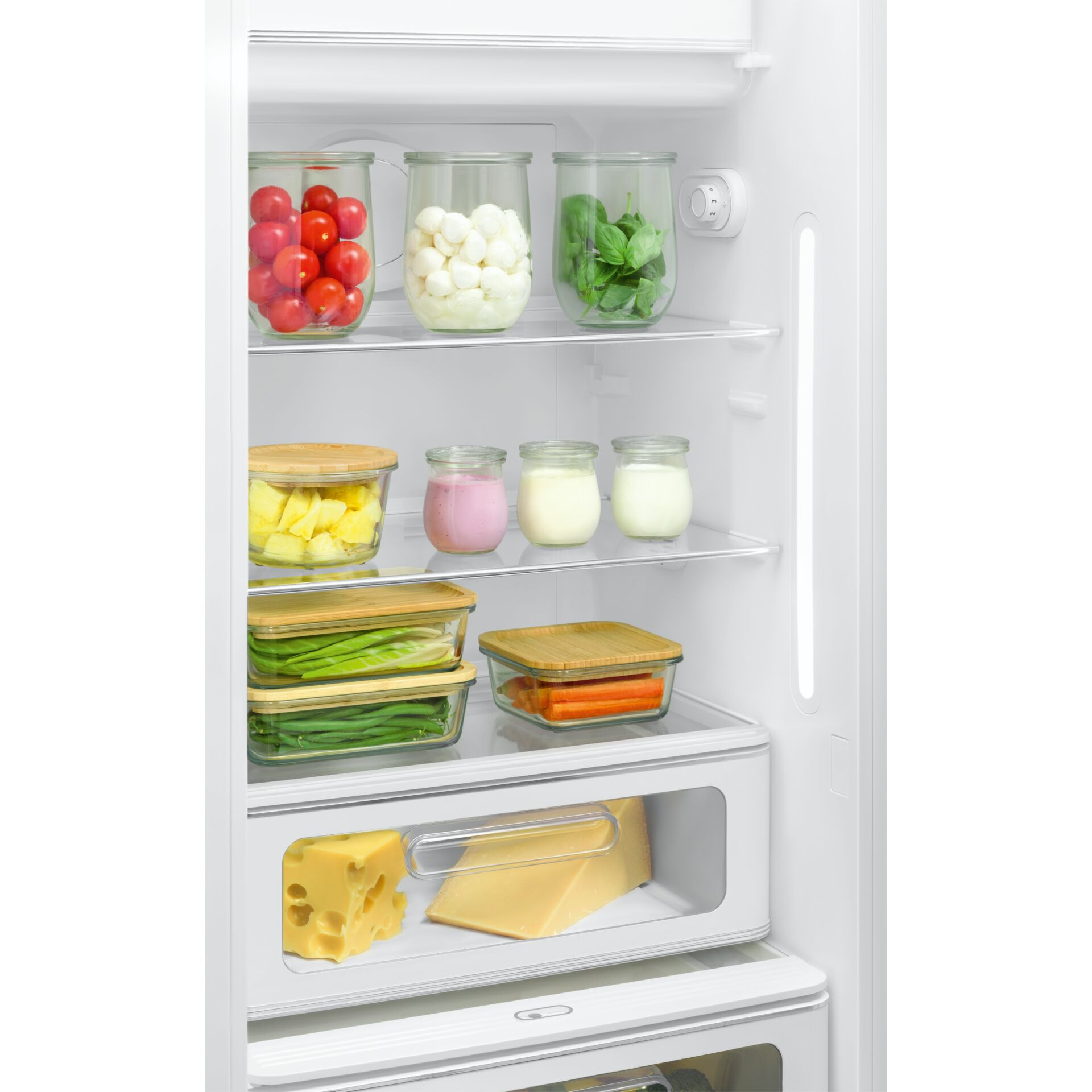 Kühlschrank, Frische Lebensmittel, Glasbehälter, Gemüse, Käse