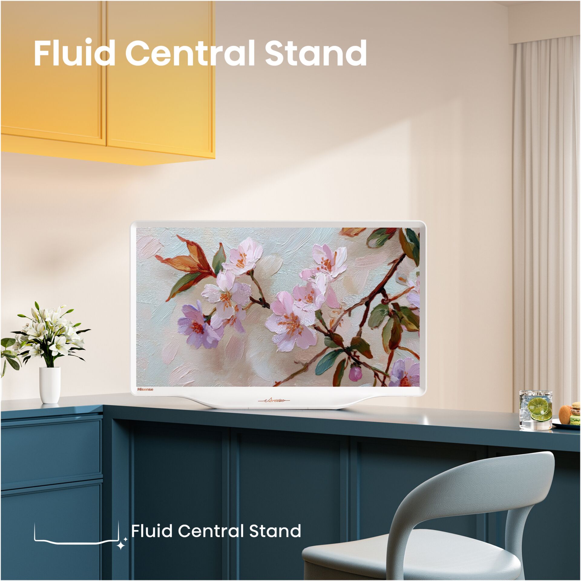 monitor, TV, display, art on screen, flower pattern