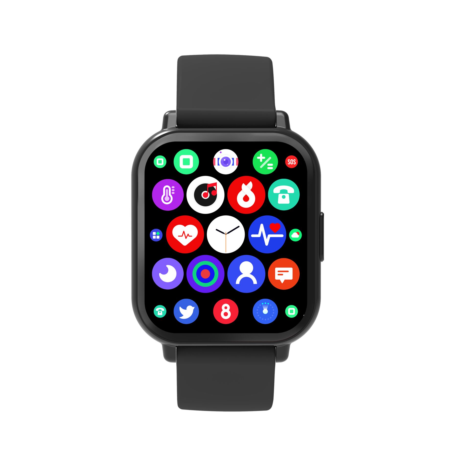 Smartwatch, Digitaluhr, Touchscreen, Silikonband, Quadratisches Gehäuse