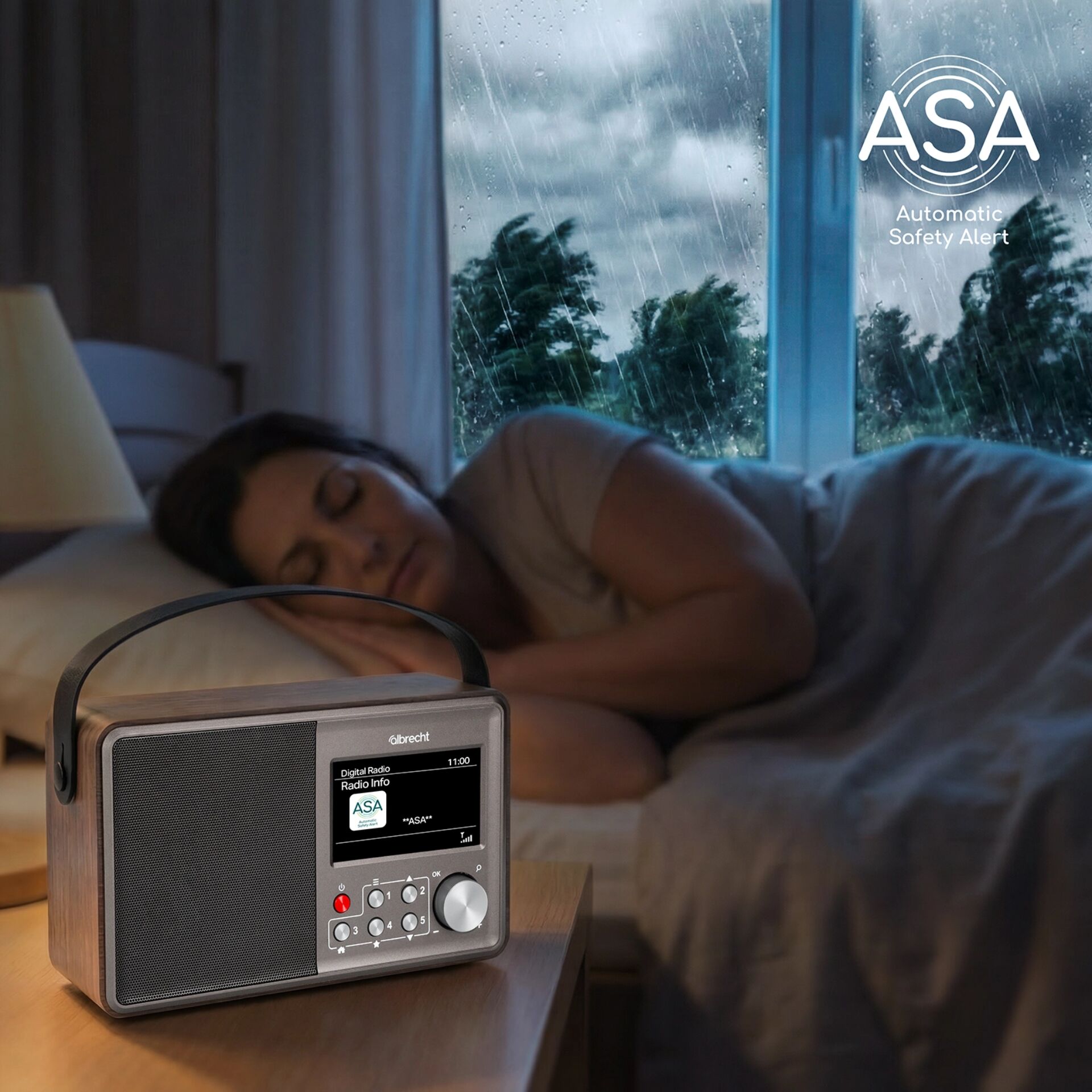 bedside Radio, Holz-Radio, Digitalradio, Tischradio, Alarm-Radio