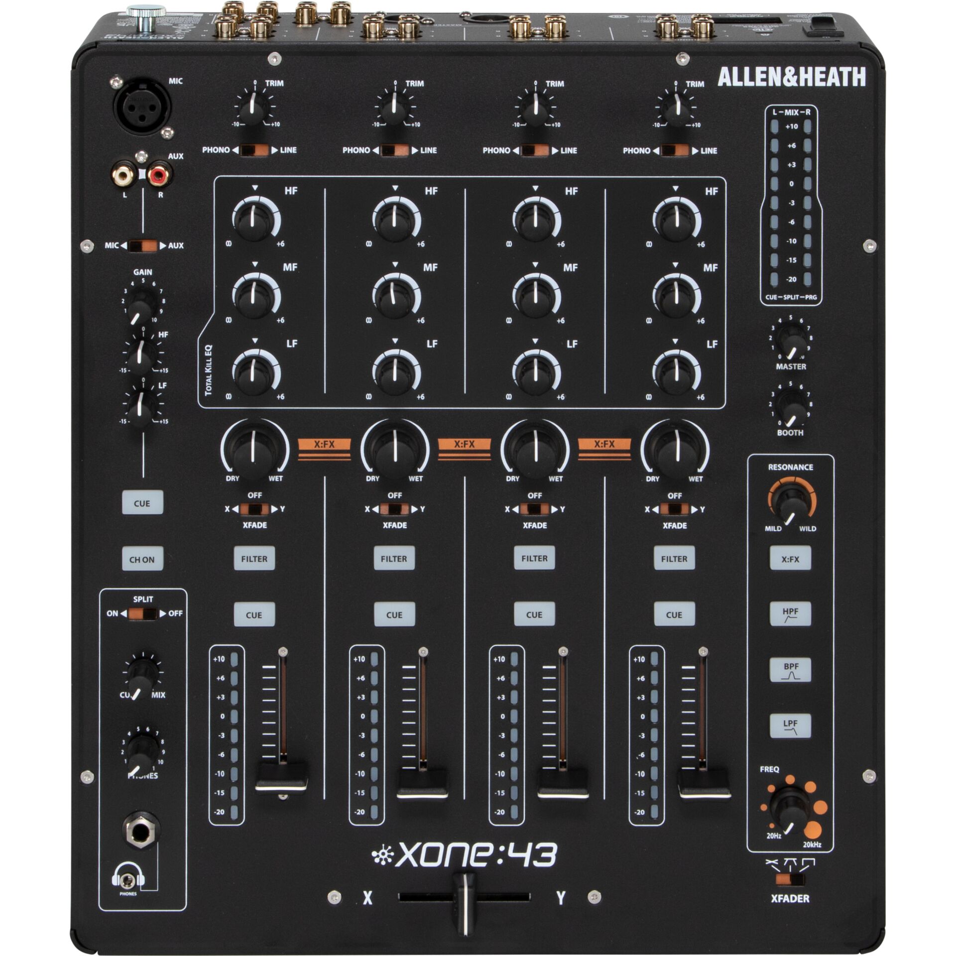 DJ-Mischer, 4-Kanal, Xone:43, analoger-Mischer, Knöpfe-Fader