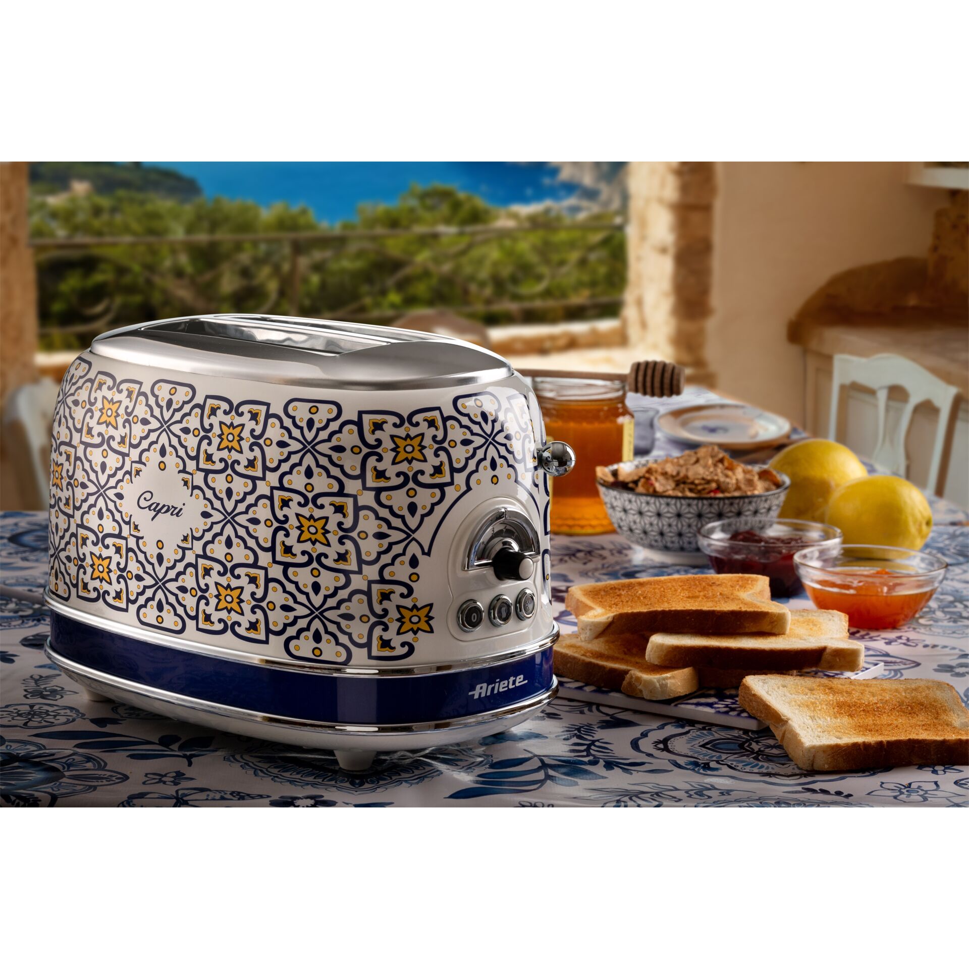 Toaster, Gemustert, Keramik, Blau, Toastscheiben