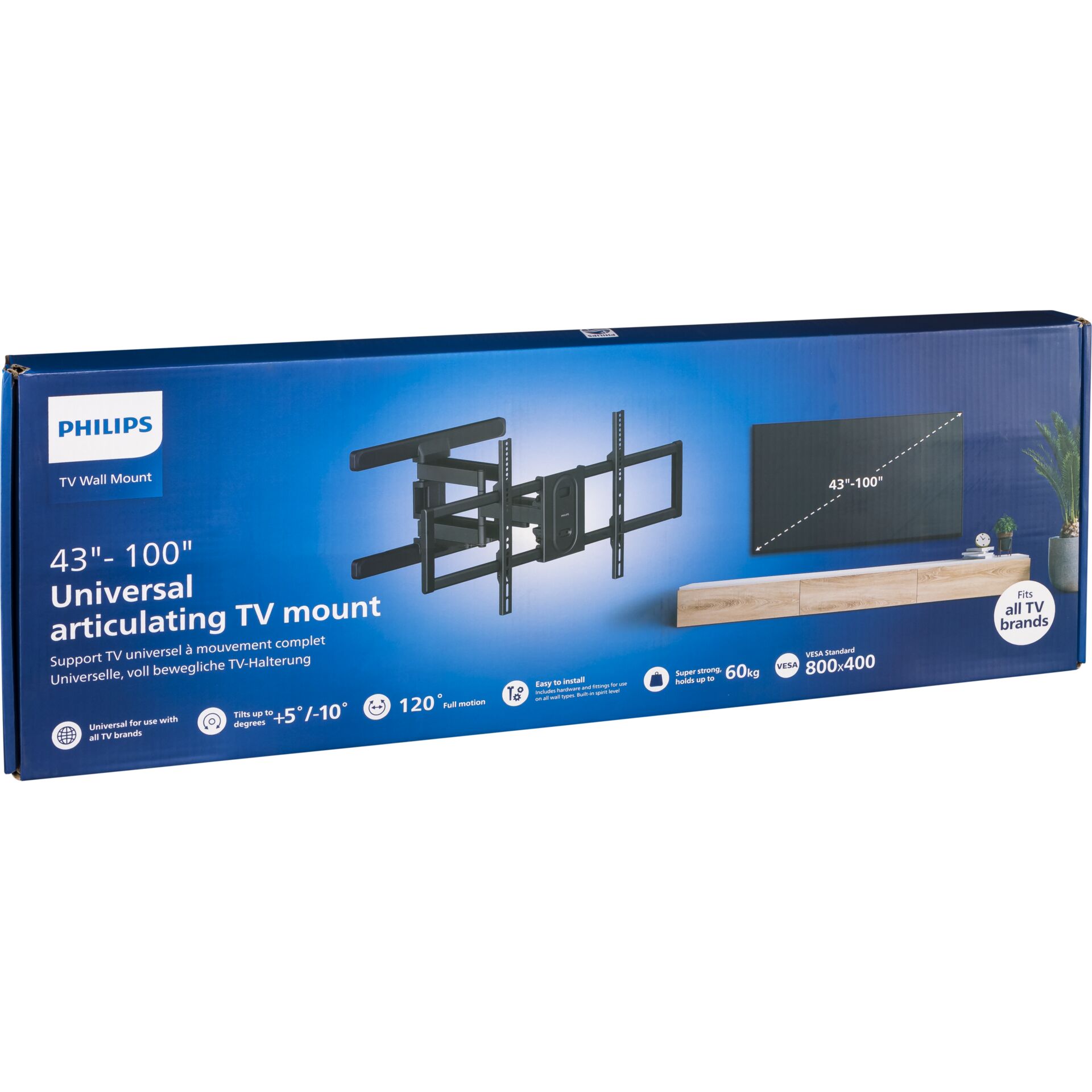 TV-Wandmontage, Universal-TV-Halterung, 43-100, Tilts-120, VESA-800x400