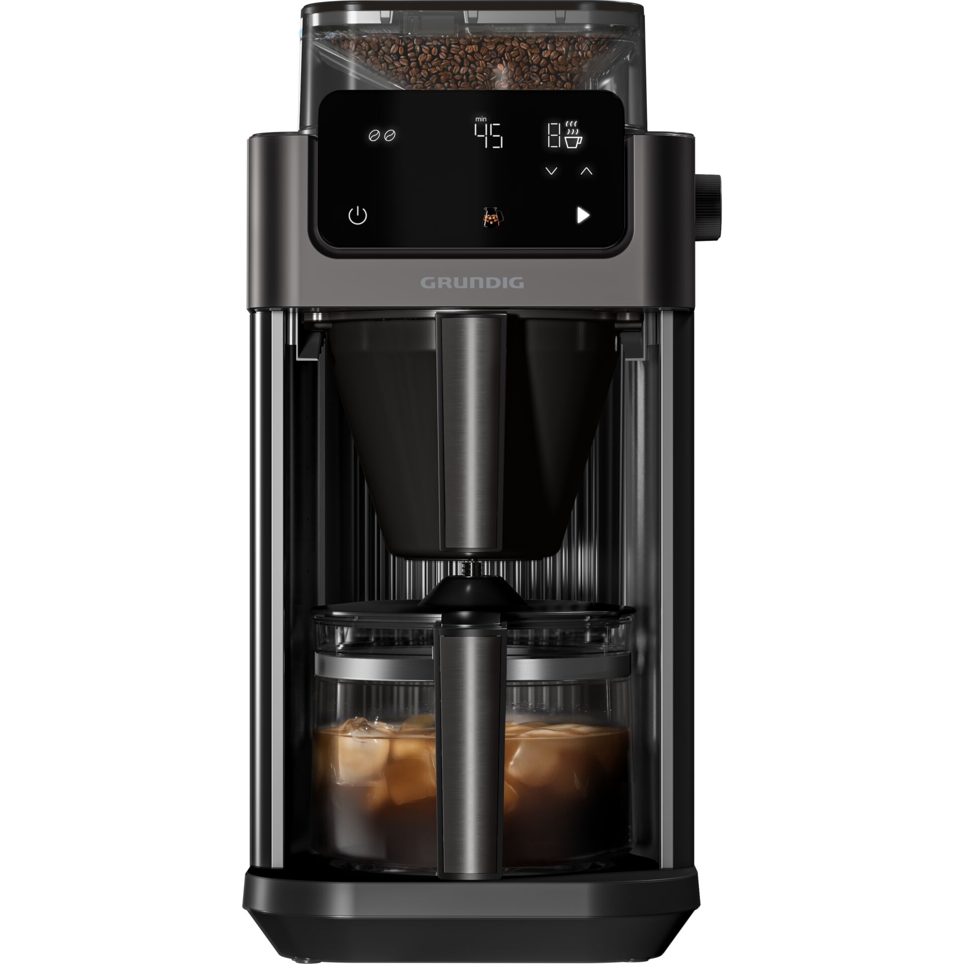 Kaffeemaschine, Kaffeebohnenbehälter, Karaffe, Digitaldisplay, Schwarz