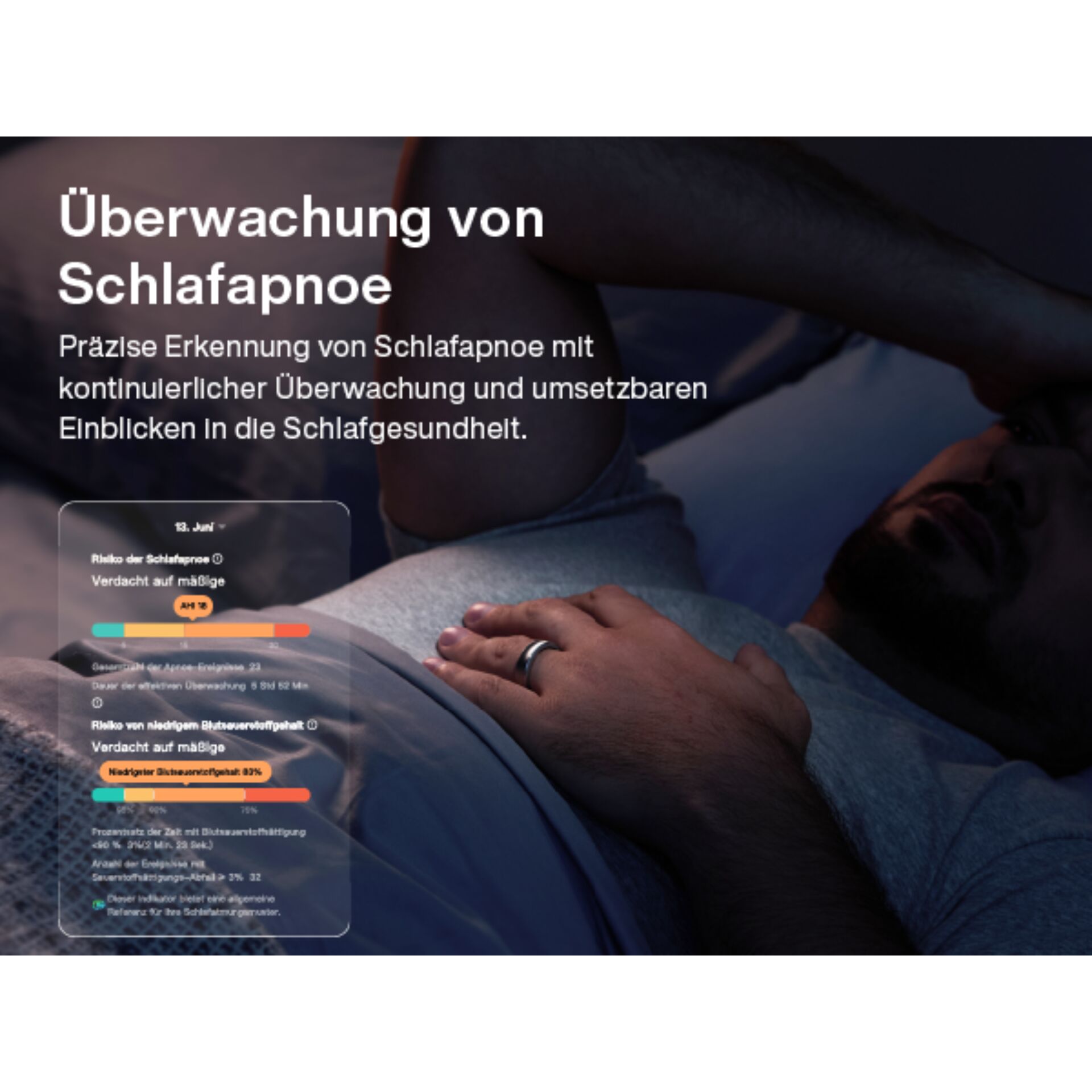 Schlafmonitor, Schlafapnoe, Krankheitsüberwachung, Nachtüberwachung, Medical device
