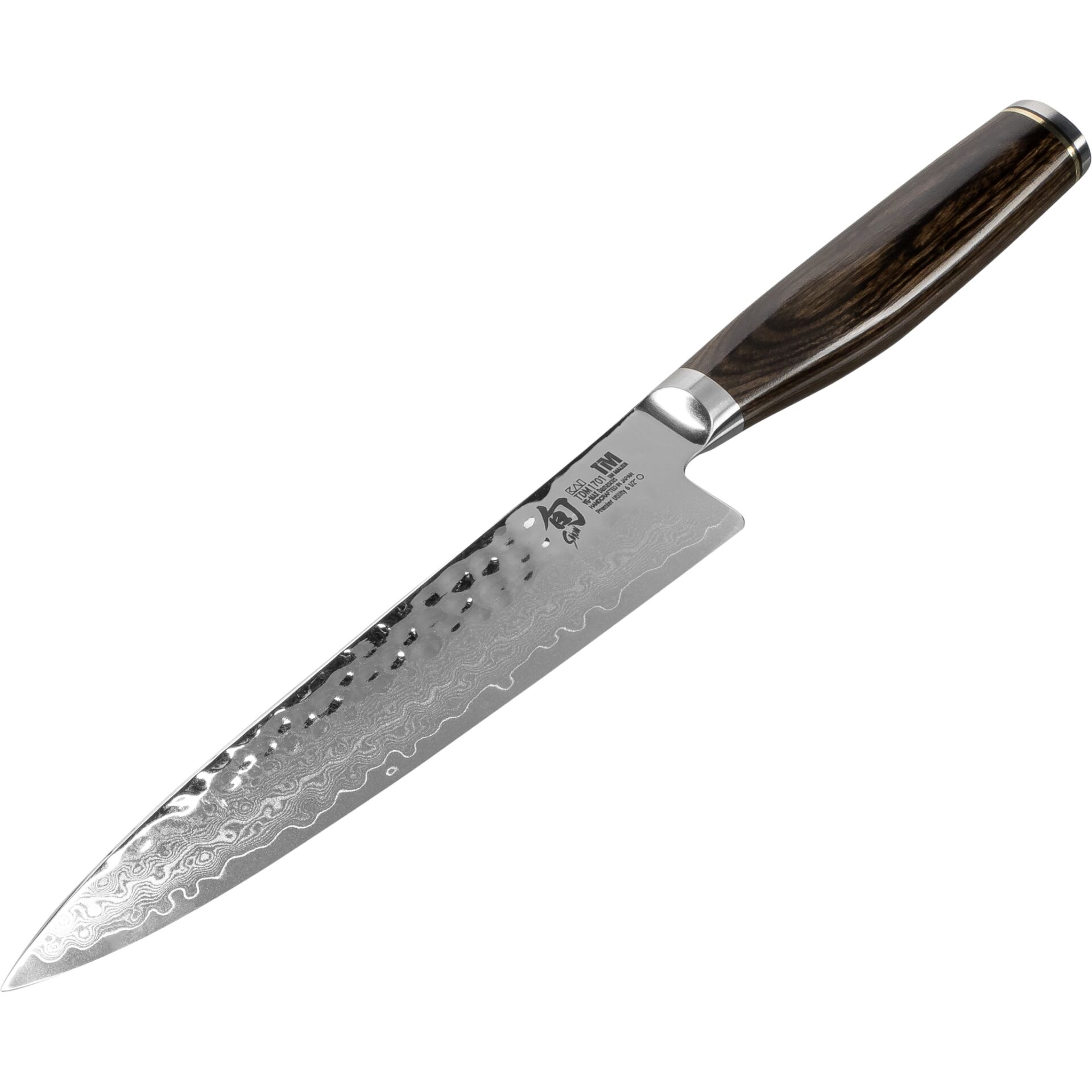 Santokumesser, Damastklinge, Edelstahl, Holzgriff, Küchenmesser