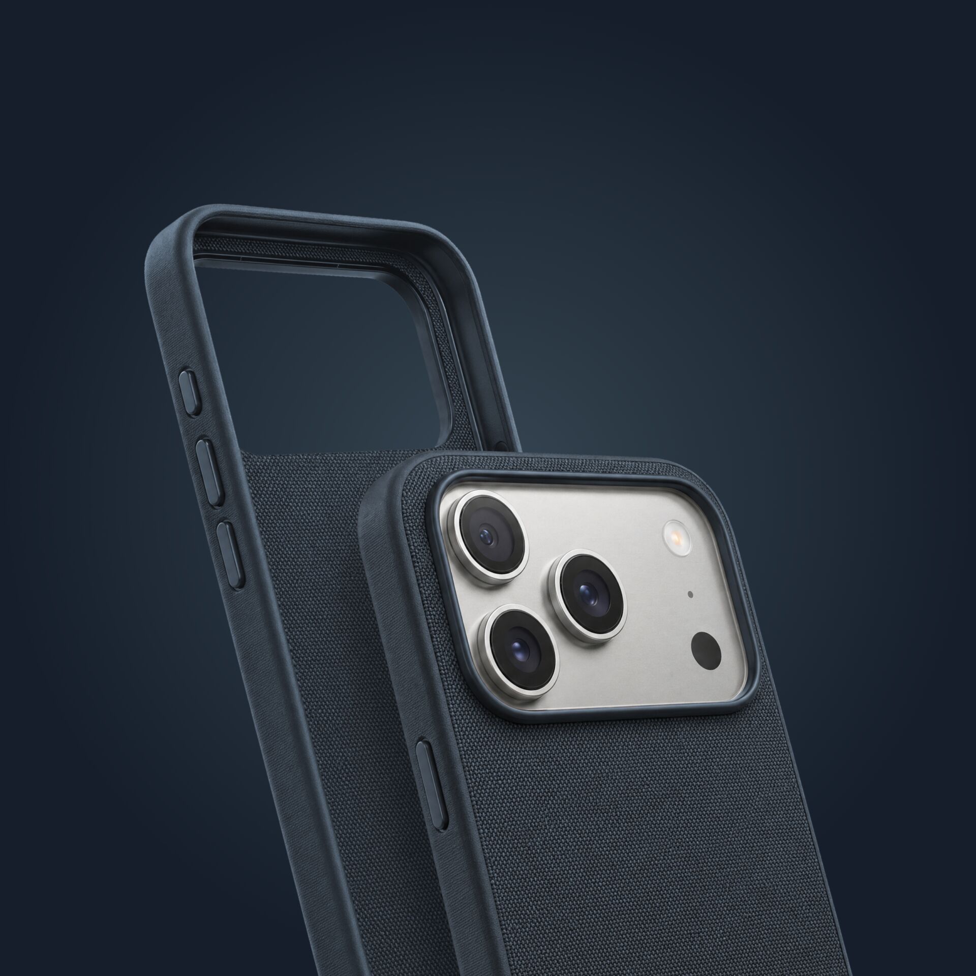 hülle für iPhone, textilfaser, dreifache kamera, neopren?, blau