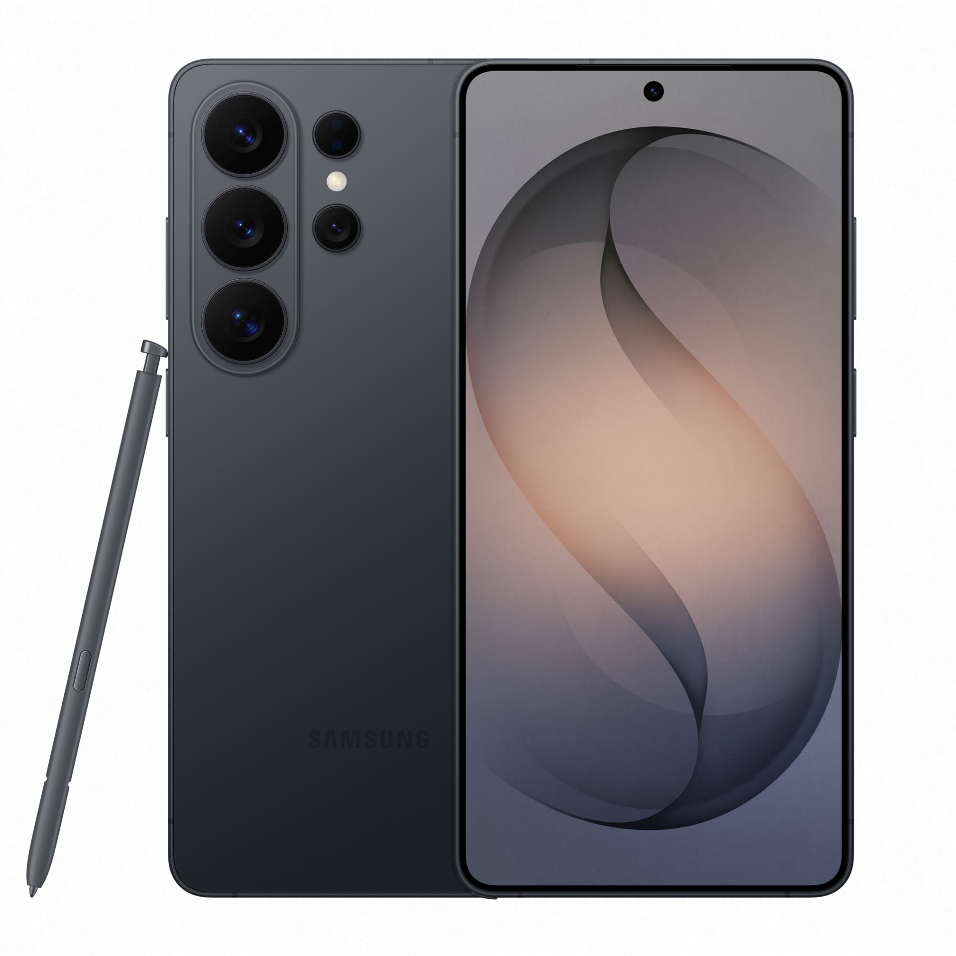 smartphone, Dreifachkamera, Stift, Graphit, randloses-Display