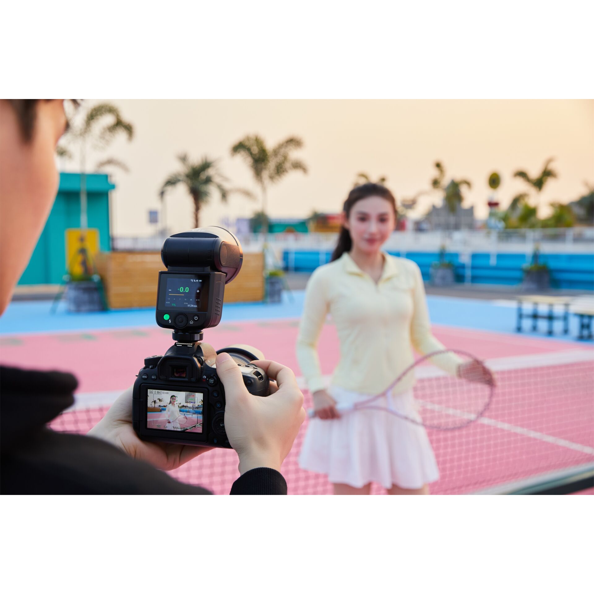 Klatsch, Kamera, Tennisplatz, Porträt, Weißes Kleid