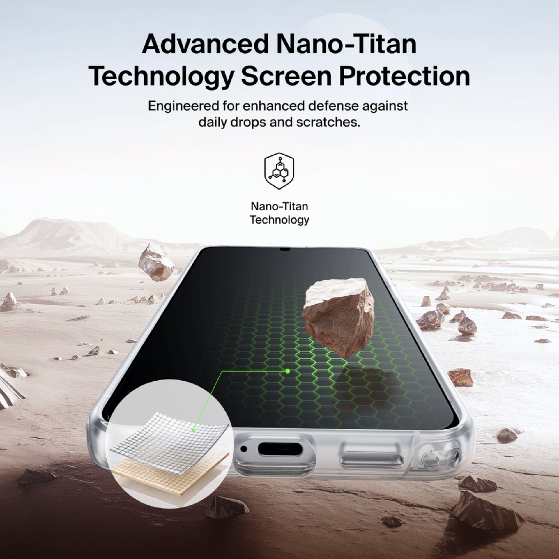 Bildschirmfolie, Glas, Telefon, Nano-Titan, Sandsteinmuster