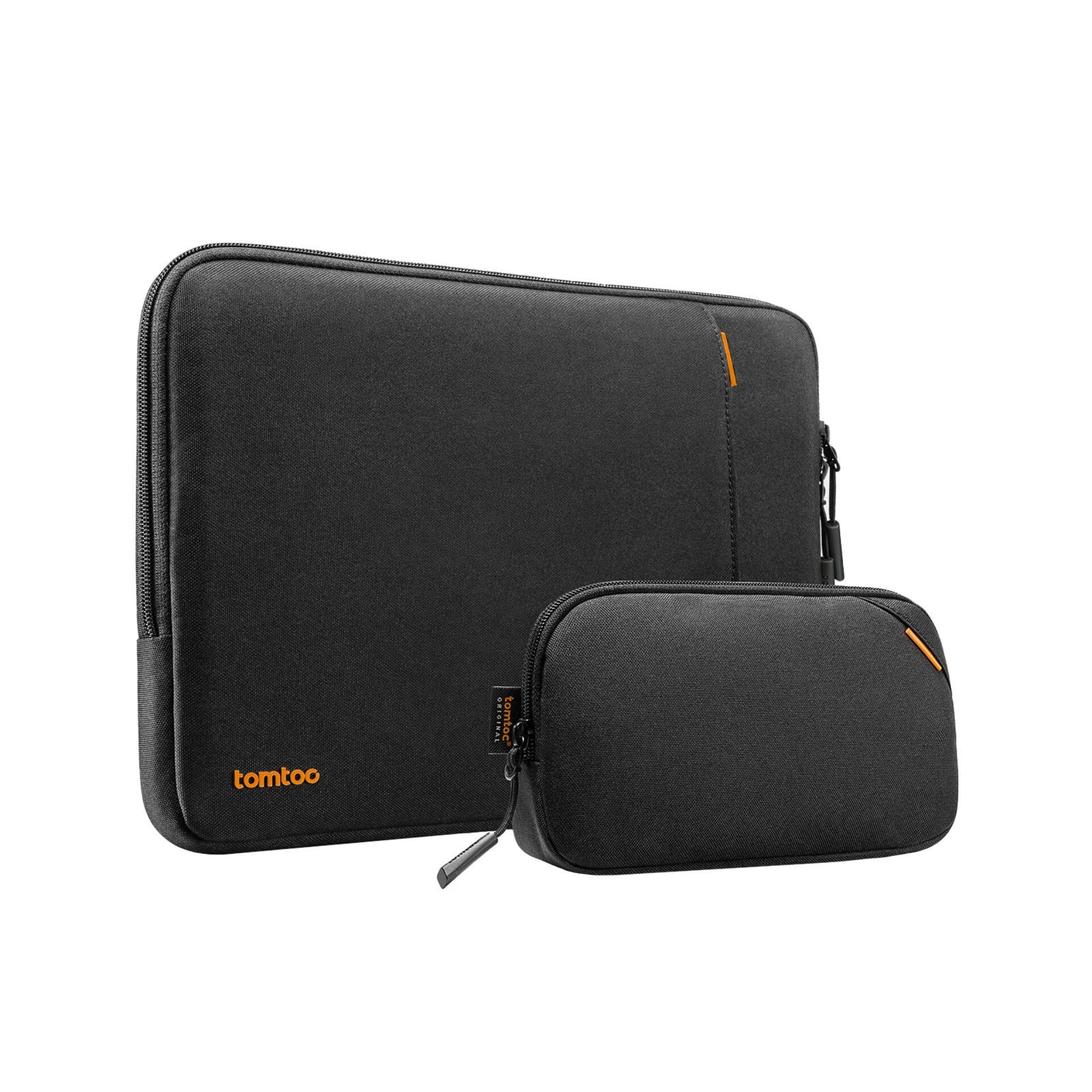 Tablet-Schutzhülle, Reiseetui, schwarz, oranger Akzent, gepolstert