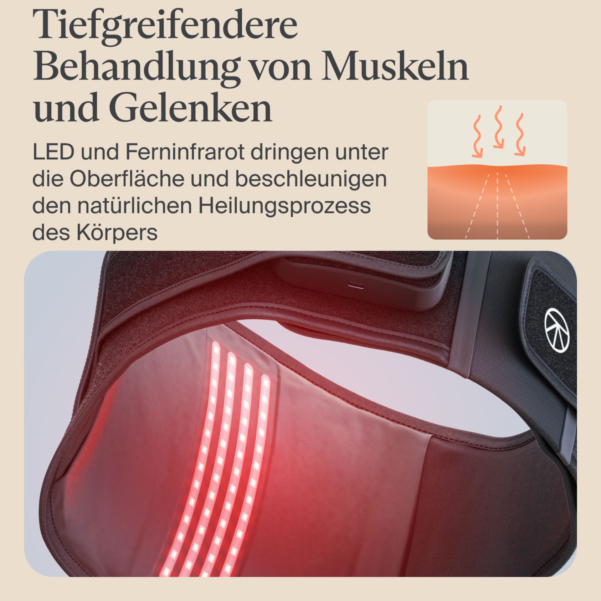 Rückenband, LED, Rotlicht, Gürtel, Massage