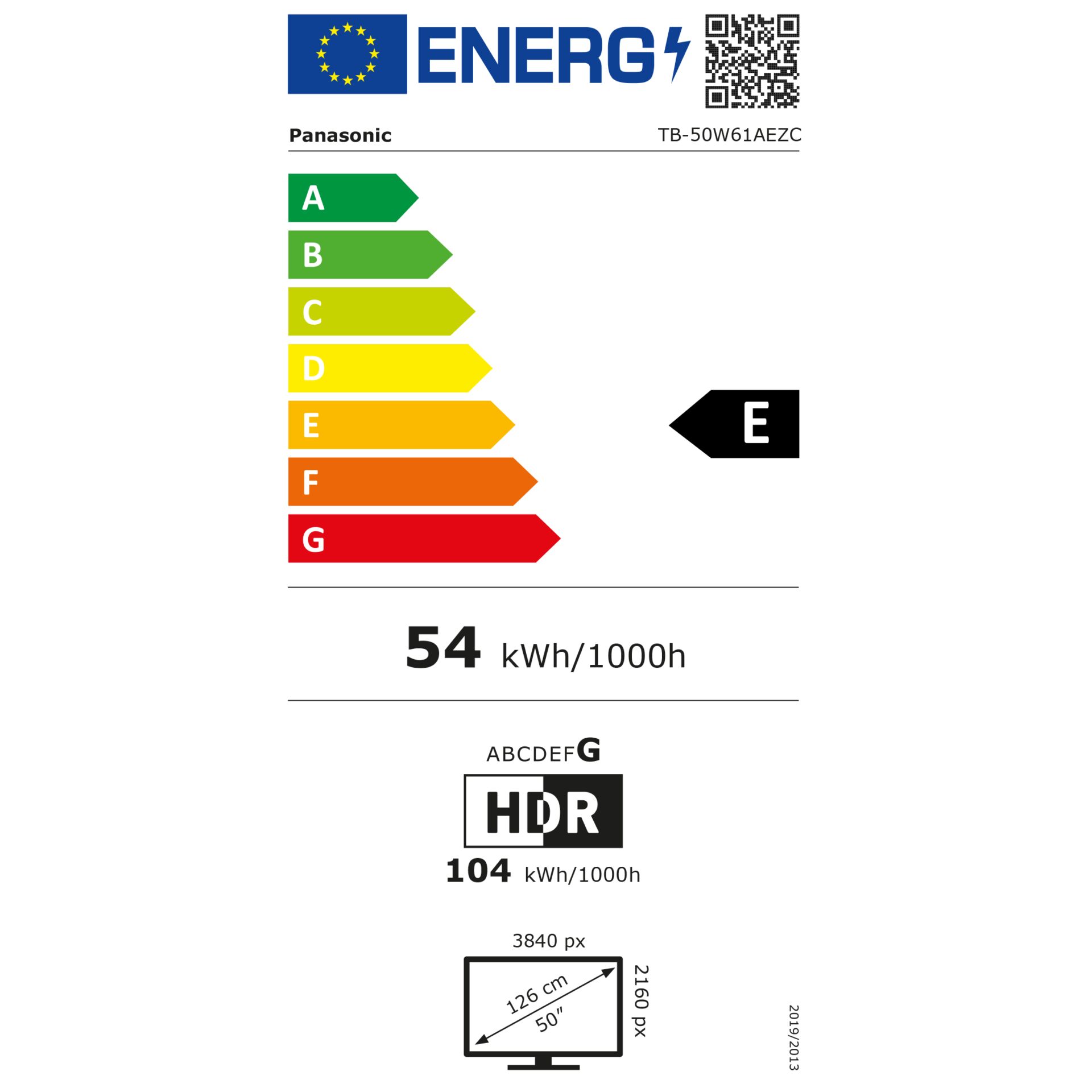 Energieetikett, 54 kWh/1000h, HDR, 3840px, 126 cm Monitor