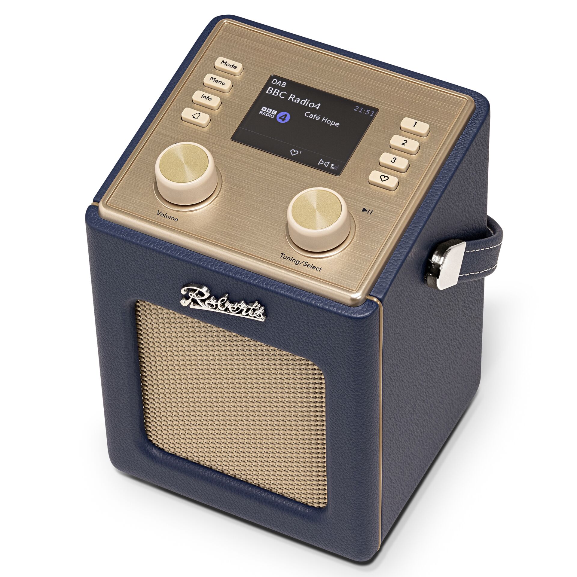 DAB-Radio, Digitalradio, Marineblau, Lautsprecher, Kunstledergehäuse